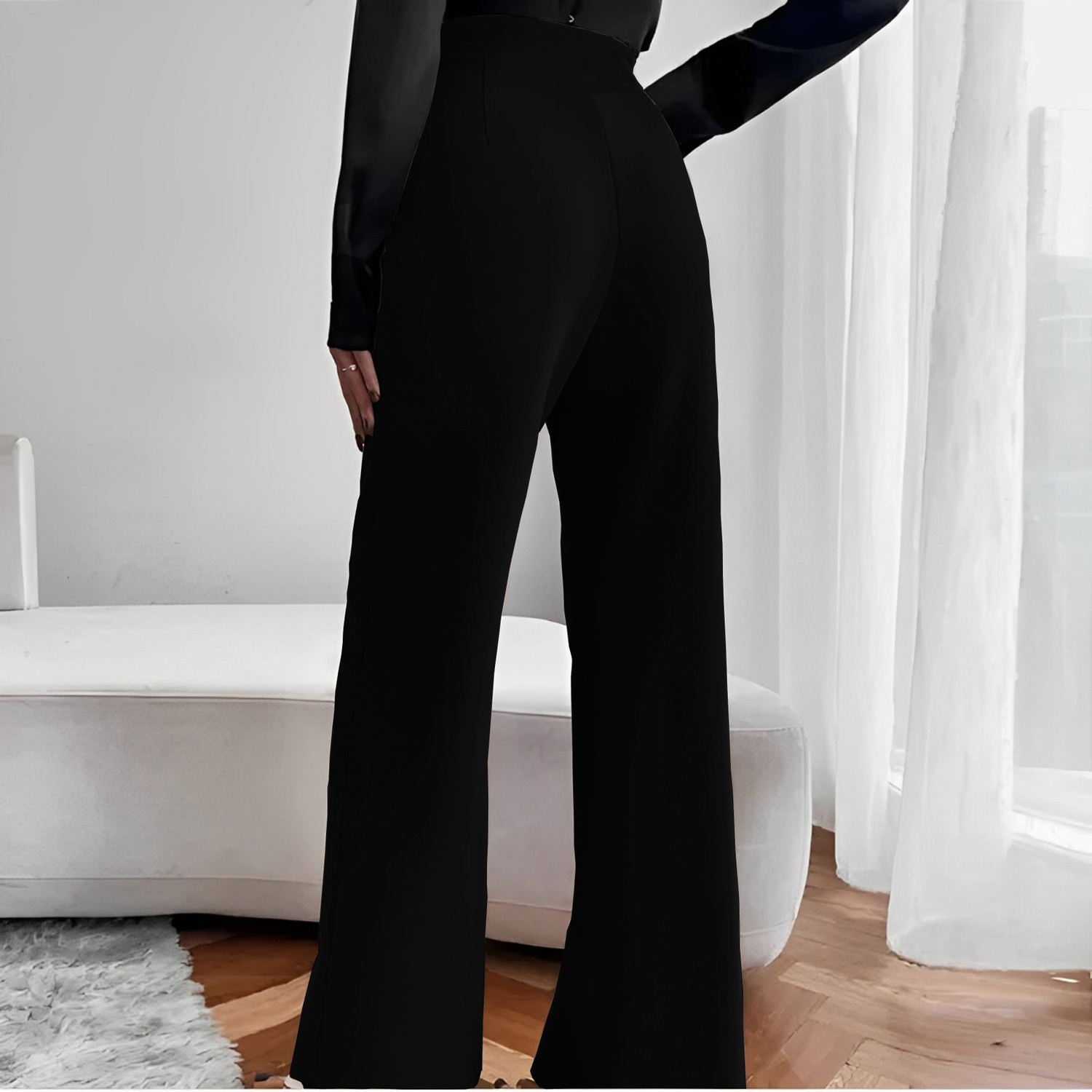 Image of Parona Regular Fit Women White, Black, Dark Blue Trousers