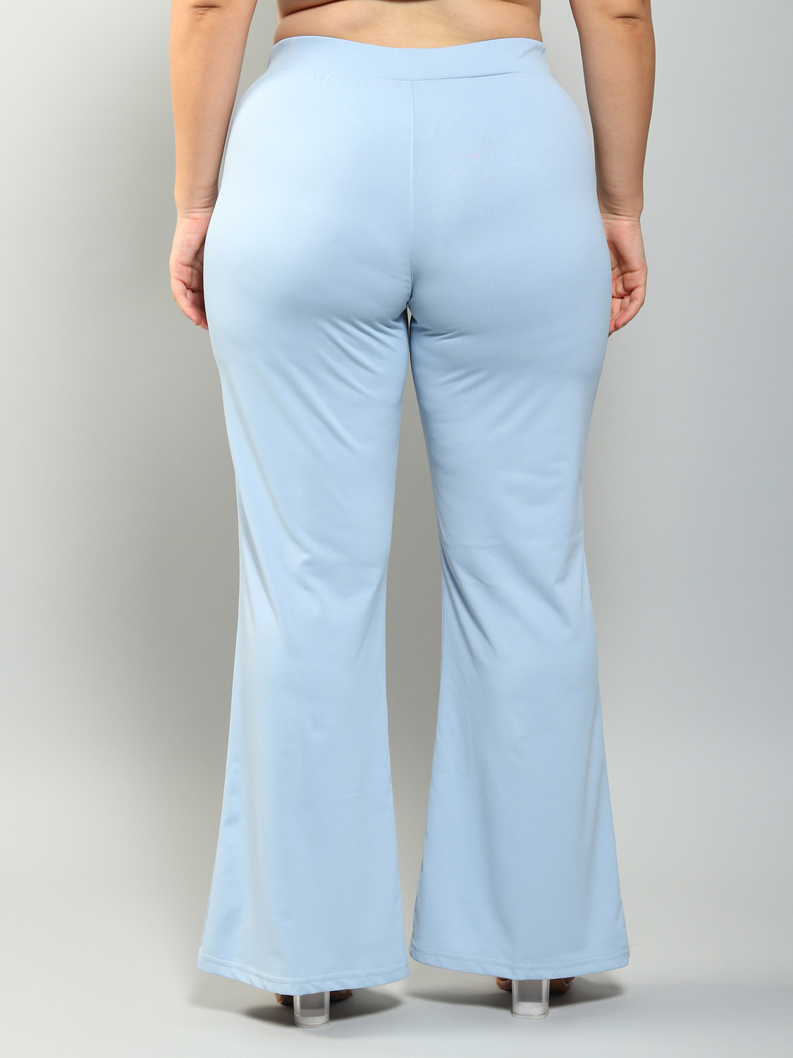 Image of Plus Size Regular Fit Women Light Blue Trousers