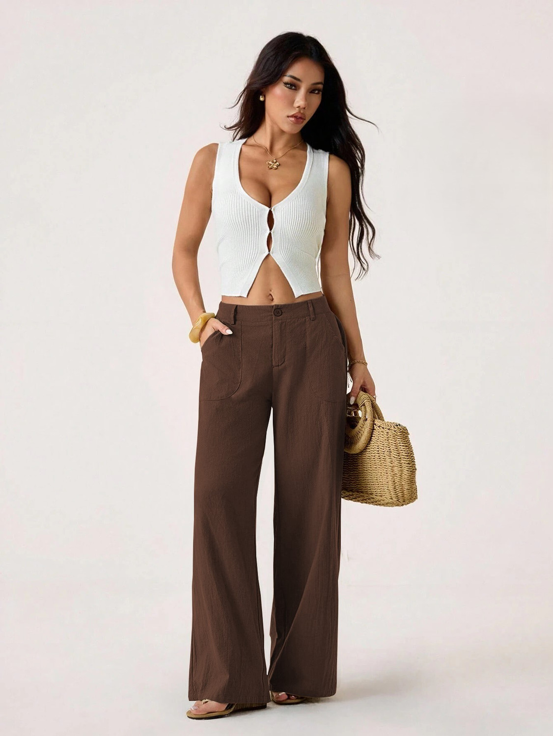 Image of Leriya Fashion Relaxed Women Brown Trousers