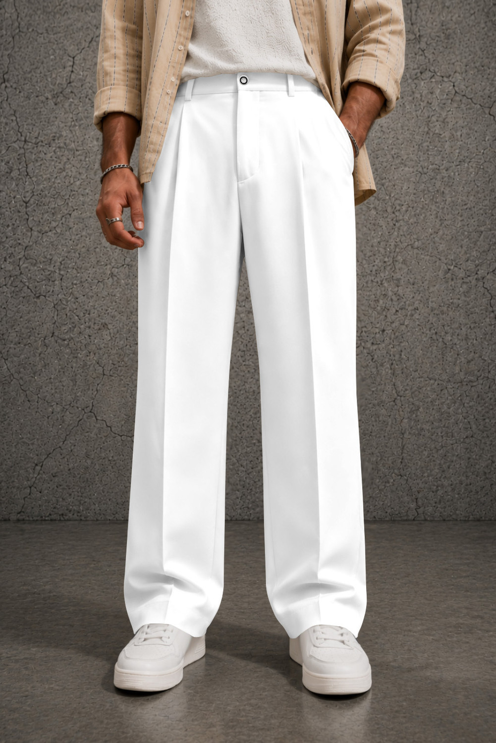 Image of FTX Loose Fit Men White Trousers