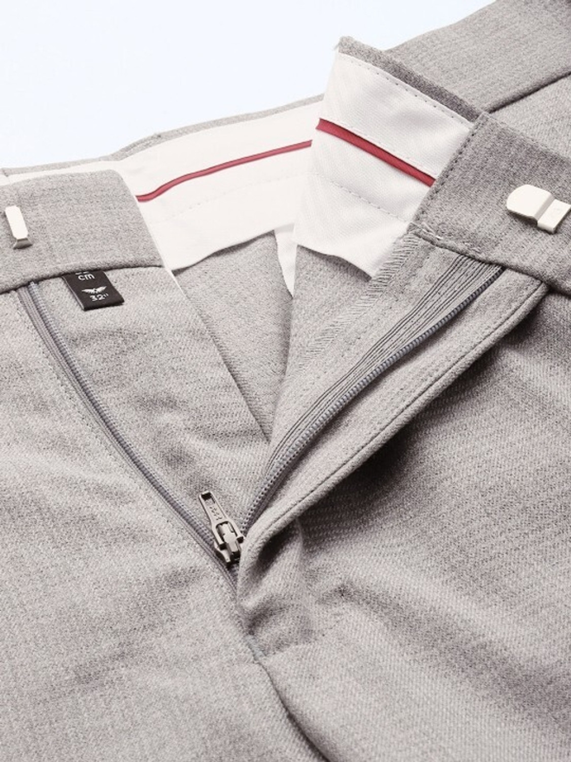 Image of PARK AVENUE Slim Fit Men Grey Trousers
