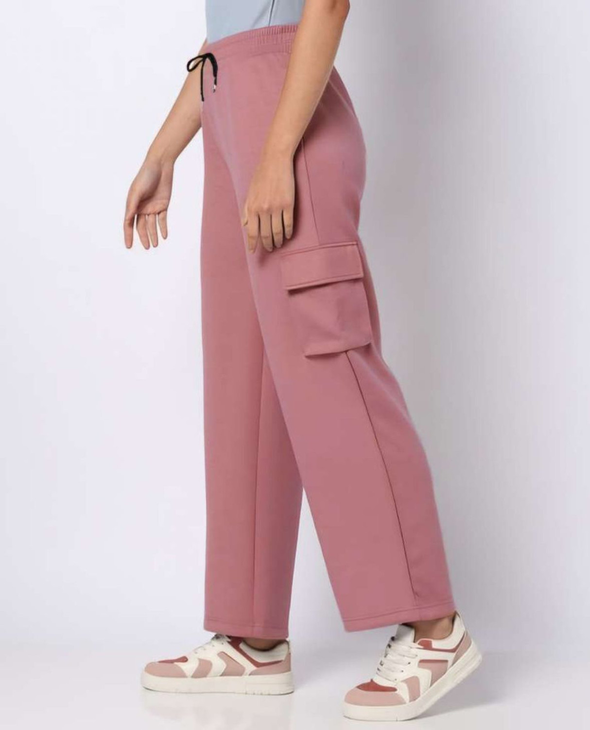 Image of Dresvia Loose Fit Women Black, Pink Trousers
