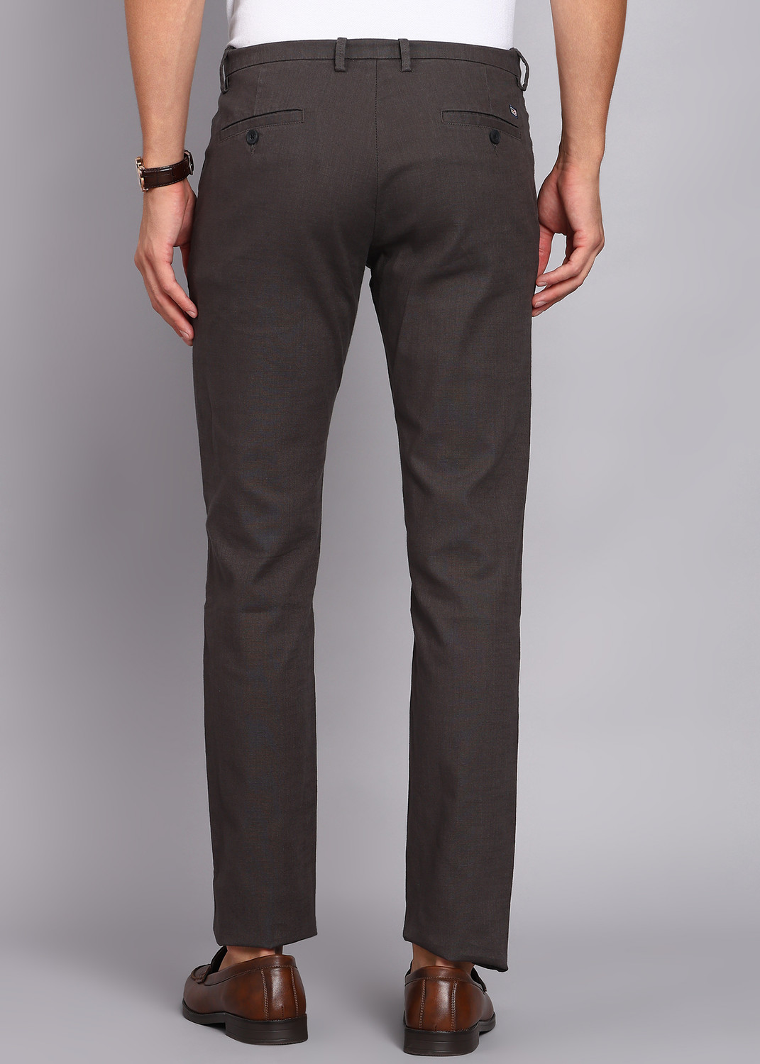 Image of Arrow Sport Slim Fit Men Brown Trousers