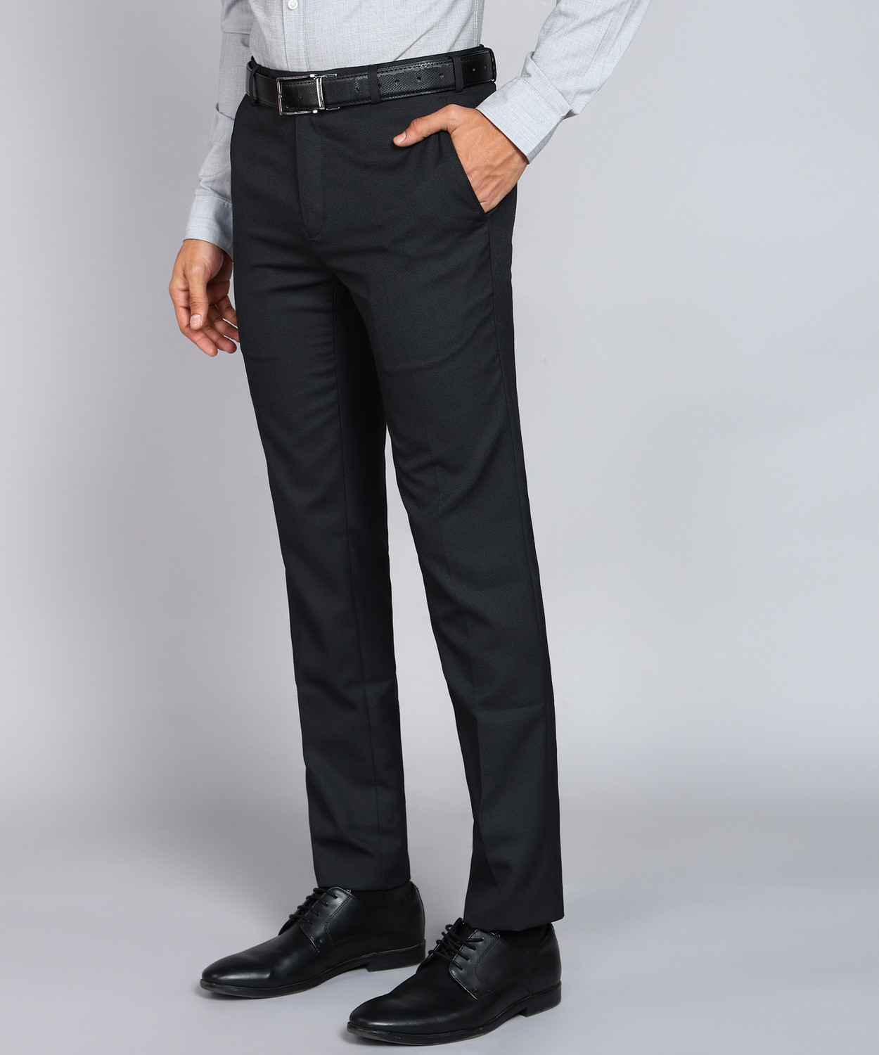 Image of Raymond Slim Fit Men Black Trousers