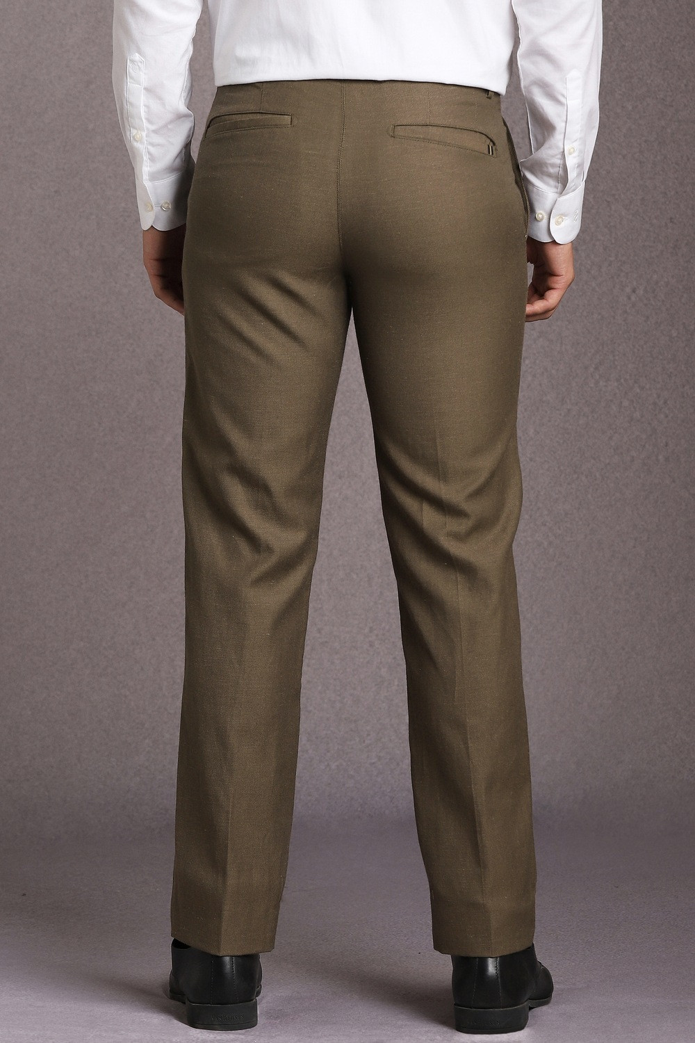 Image of LOUIS PHILIPPE Slim Fit Men Brown Trousers