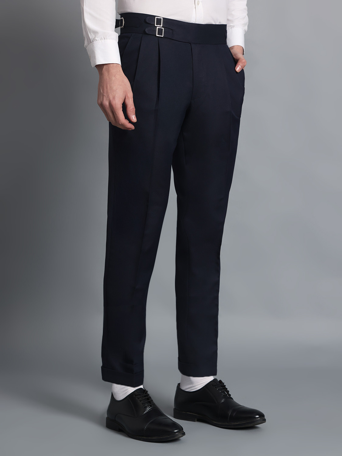 Image of VASTRANU Regular Fit Men Dark Blue Trousers
