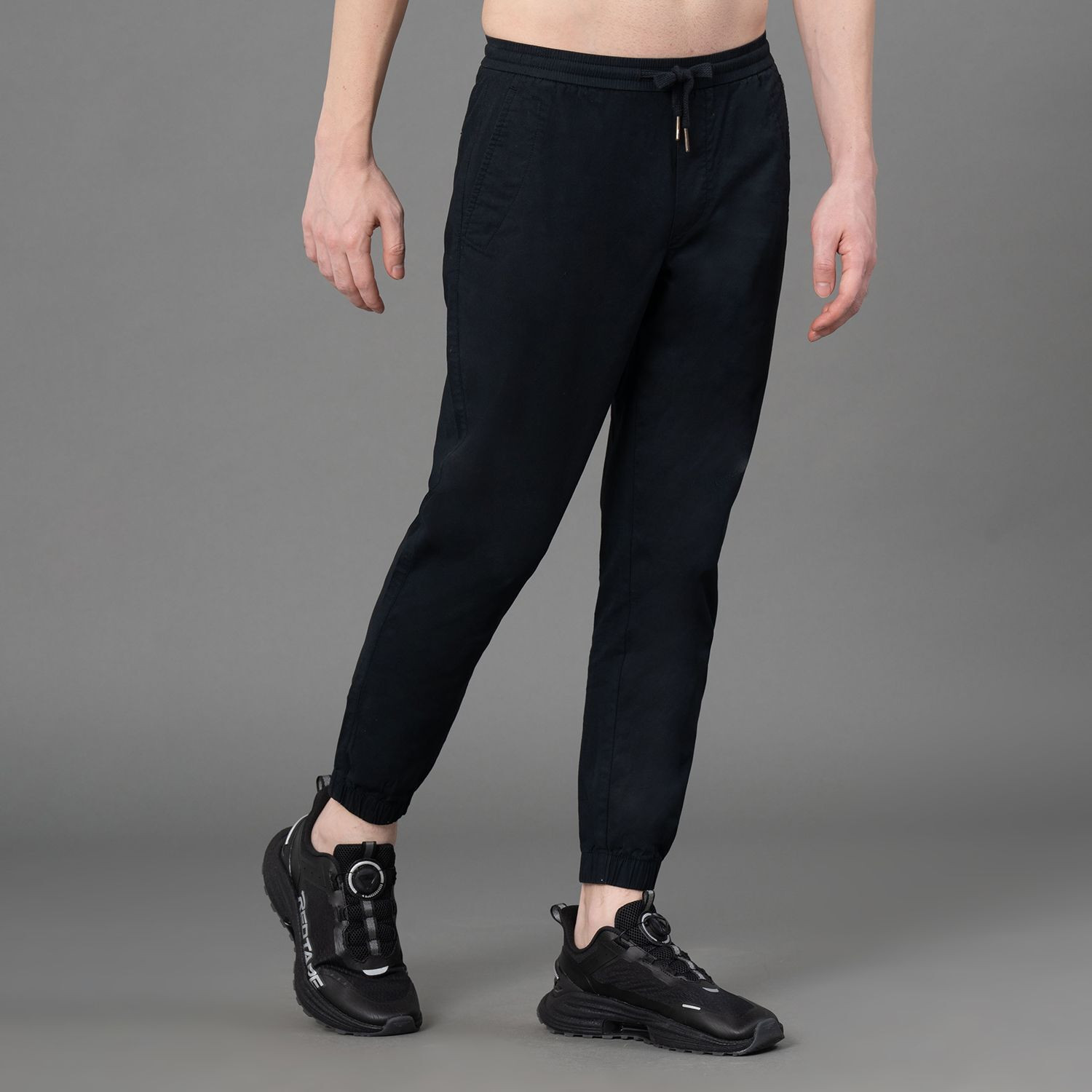 Image of RED TAPE Regular Fit Men Black Trousers