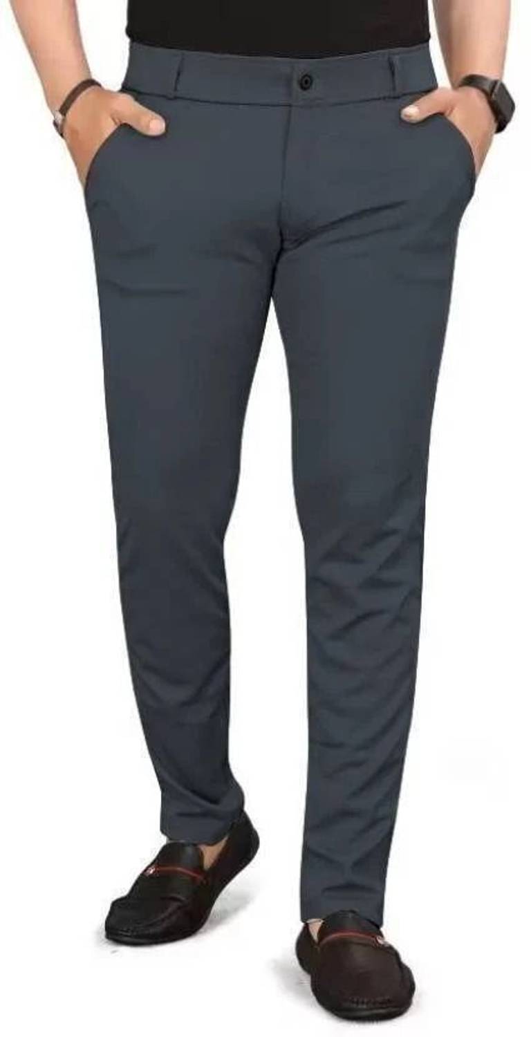 AVYRA Slim Fit Men Grey Trousers