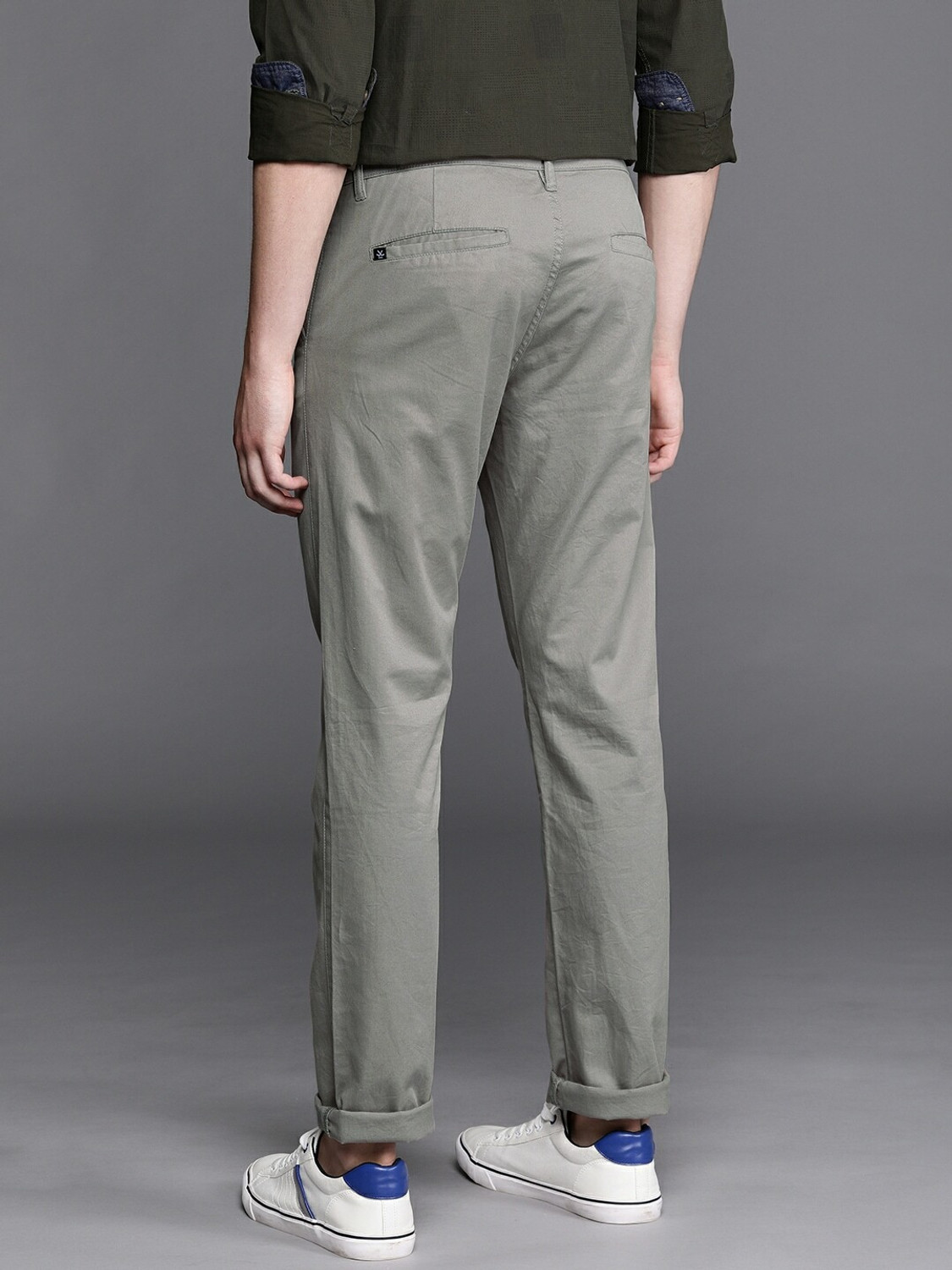 Image of WROGN Slim Fit Men Grey Trousers