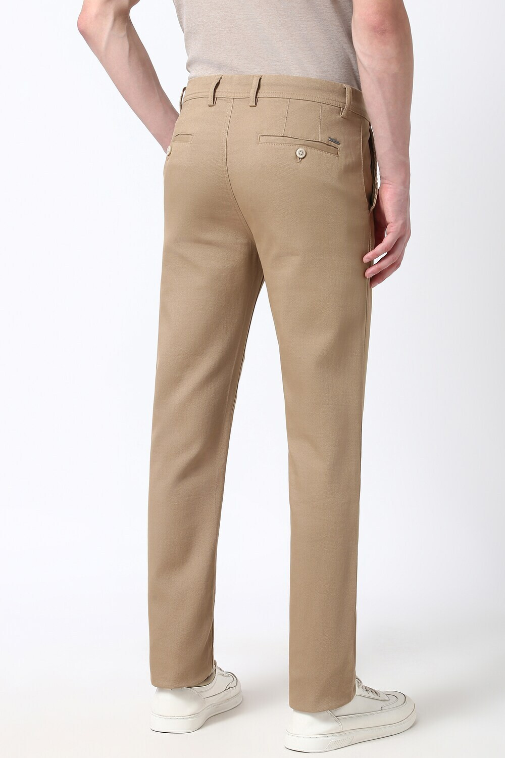 Image of PETER ENGLAND Slim Fit Men Beige Trousers