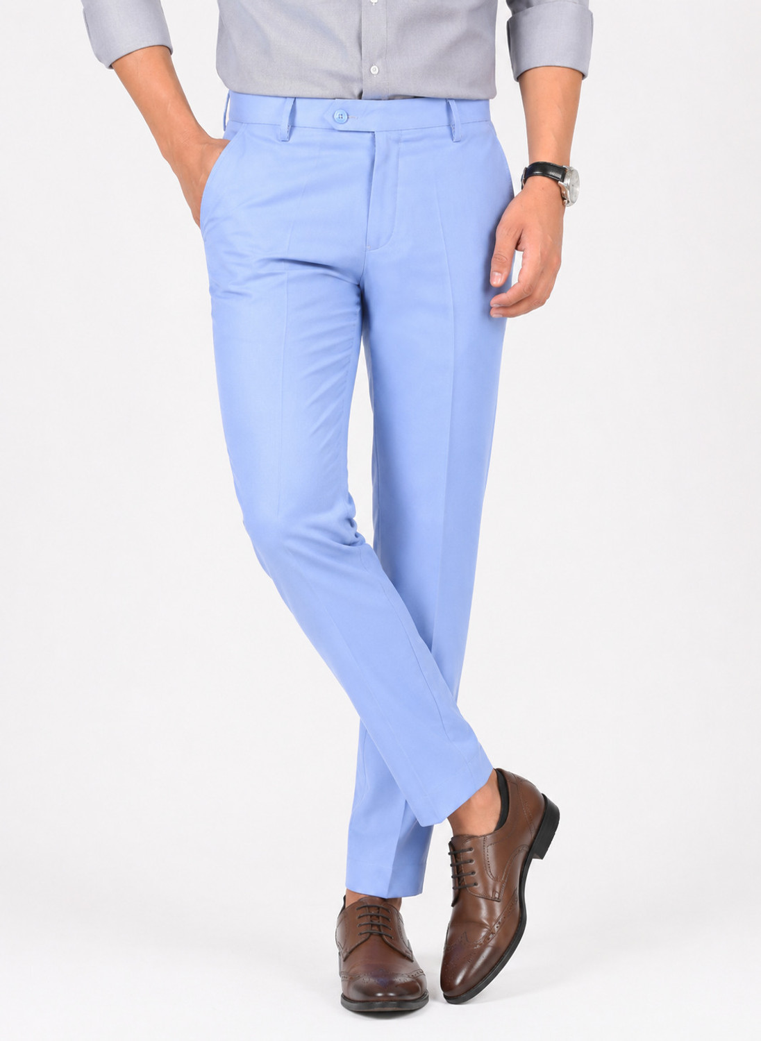 Image of The DS Regular Fit Men Light Blue Trousers