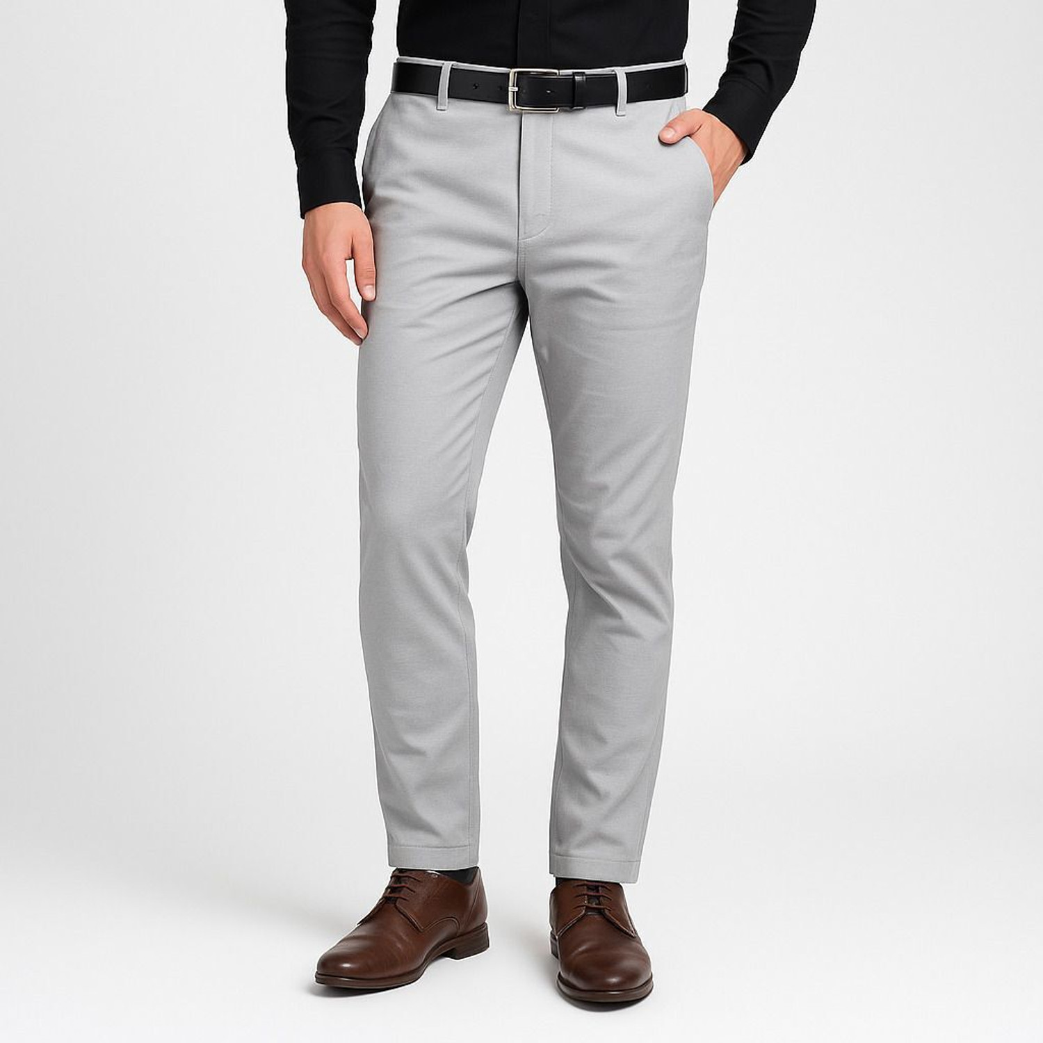 Image of Austenas trend Slim Fit Men Grey Trousers