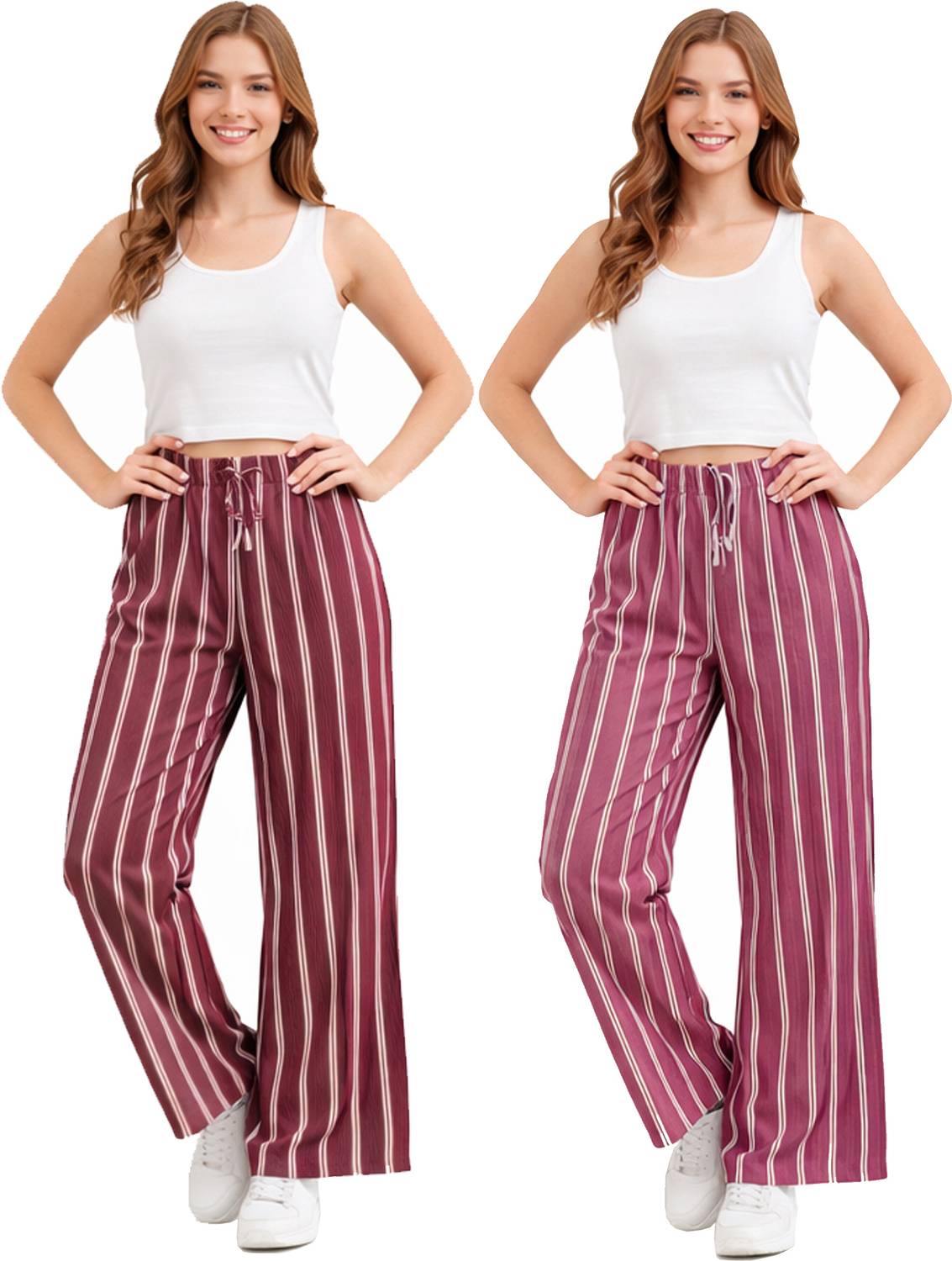 100LUCK Loose Fit Girls Maroon, Green Trousers