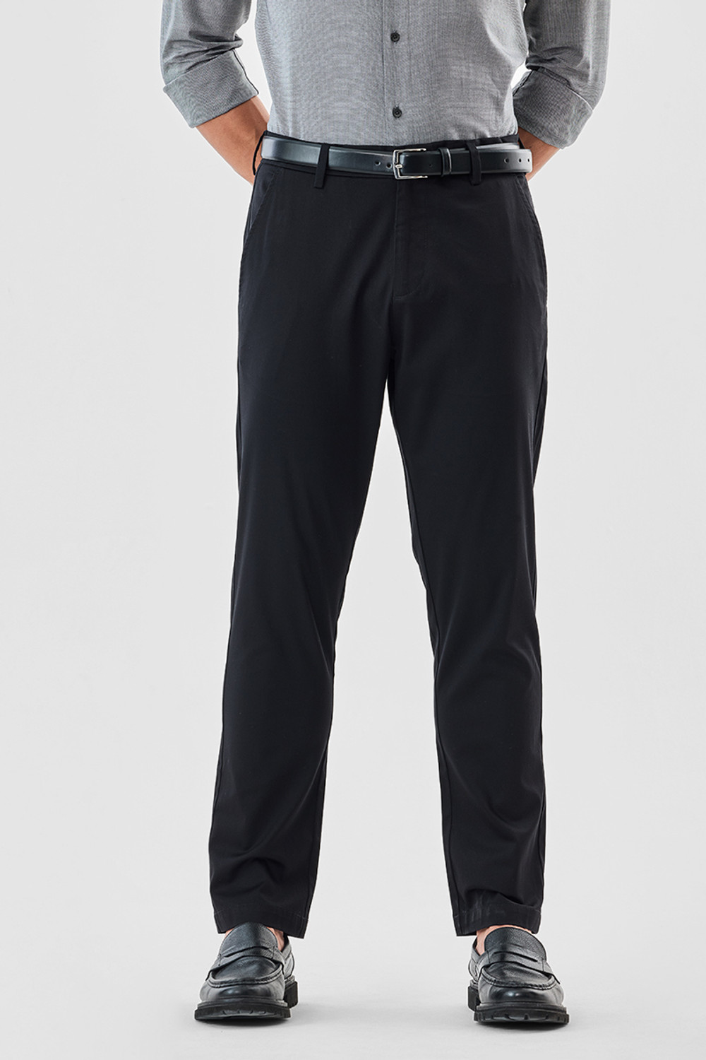 Image of Snitch Slim Fit Men Black Trousers