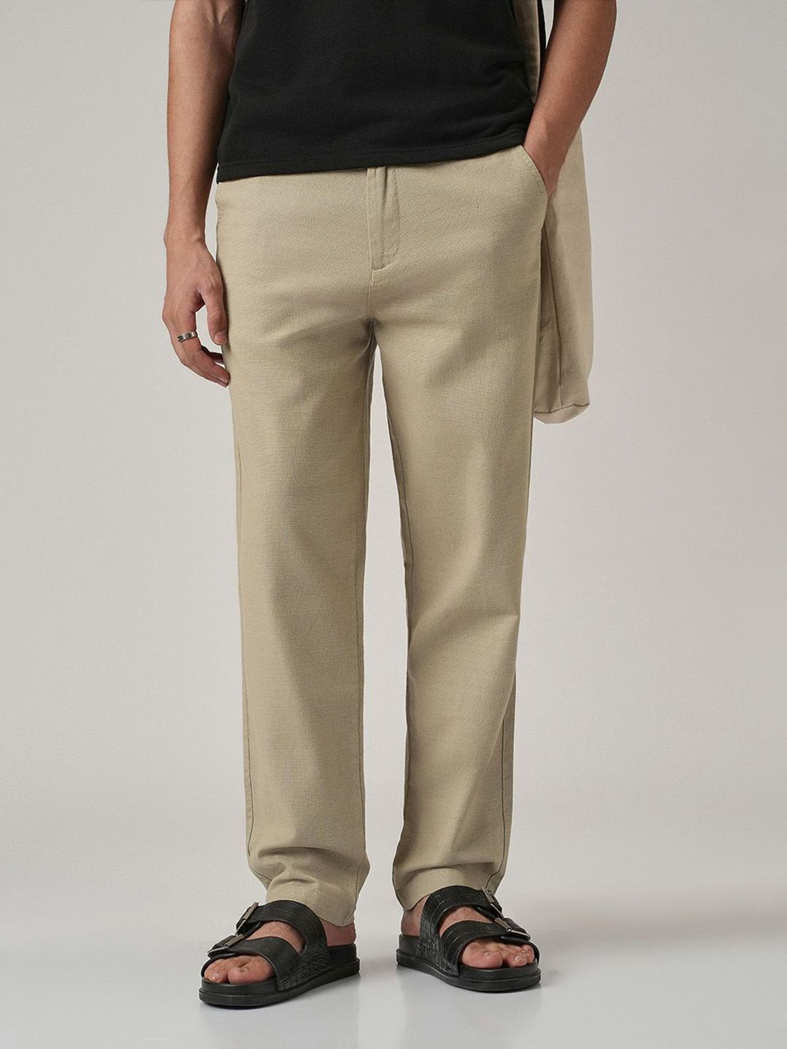 Image of Banana Club Relaxed Men Khaki Trousers