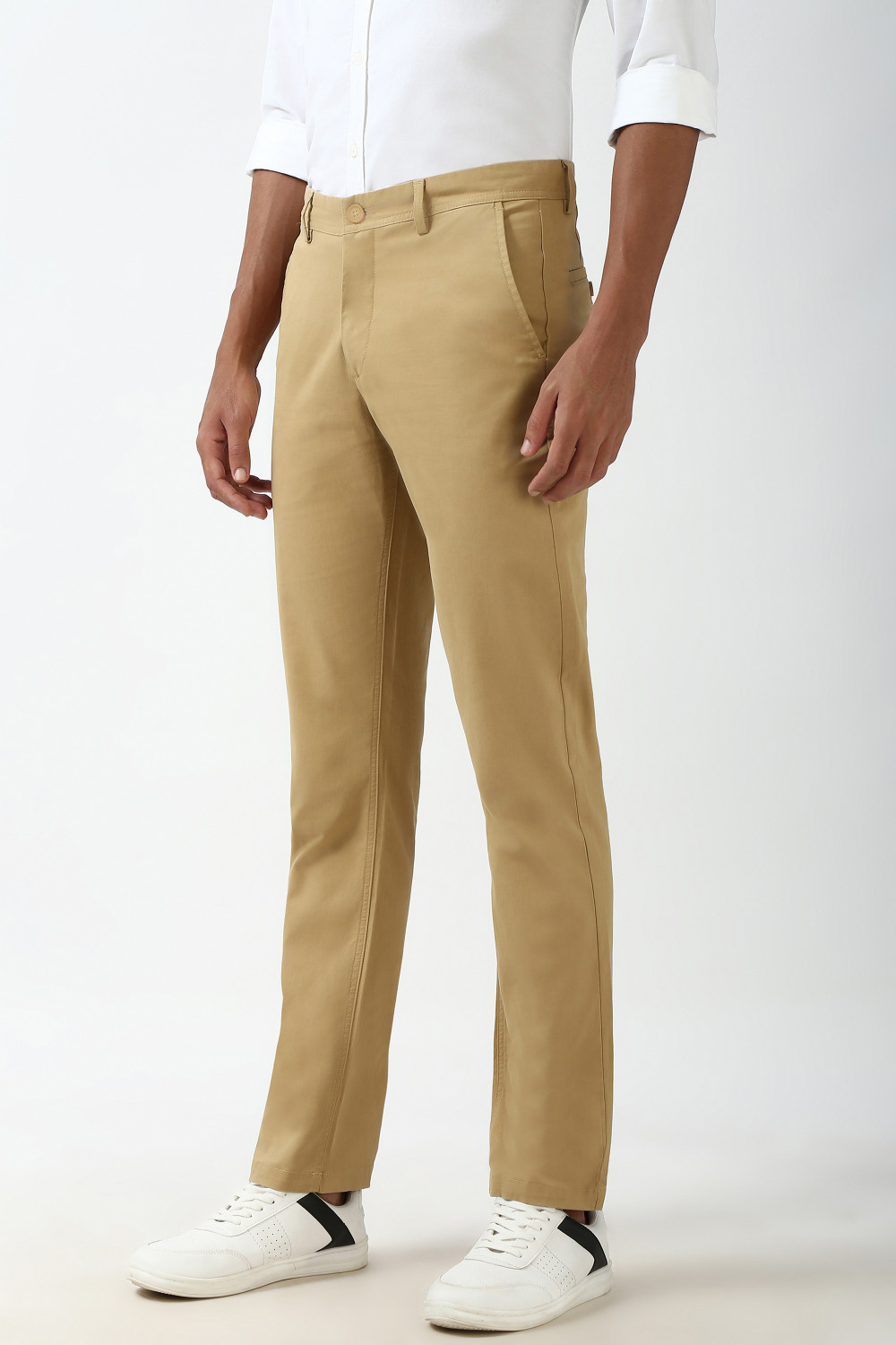 Image of PETER ENGLAND Slim Fit Men Green Trousers