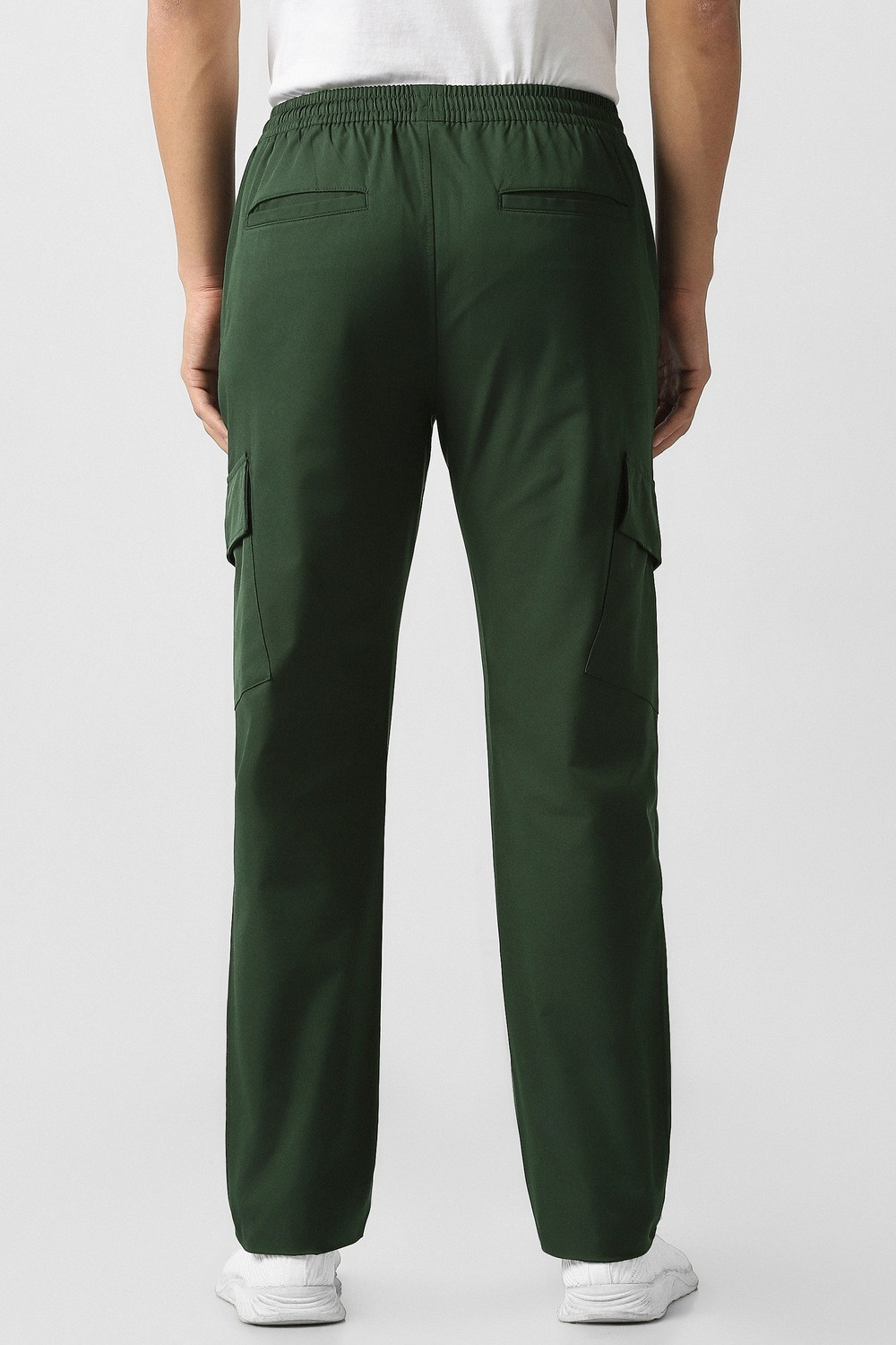 Image of VAN HEUSEN Men Regular Fit Green Polyester Trousers