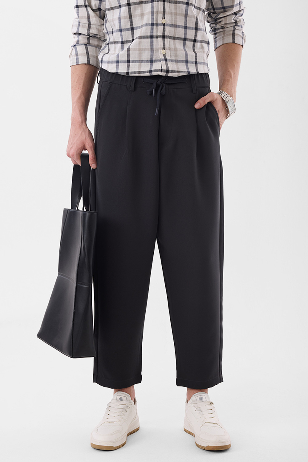 Image of Snitch Relaxed Men Black Trousers
