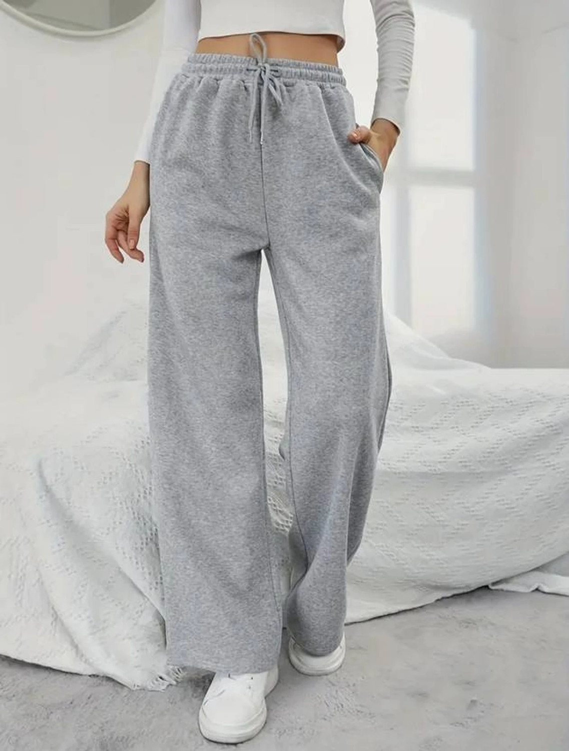 Image of FLEPZIQ Regular Fit Women Grey, Black Trousers