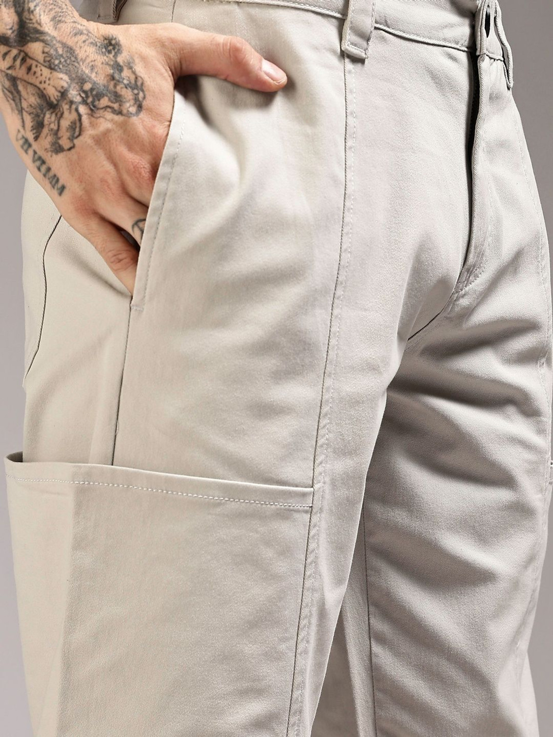 Image of HERE&NOW Relaxed Men Beige Trousers