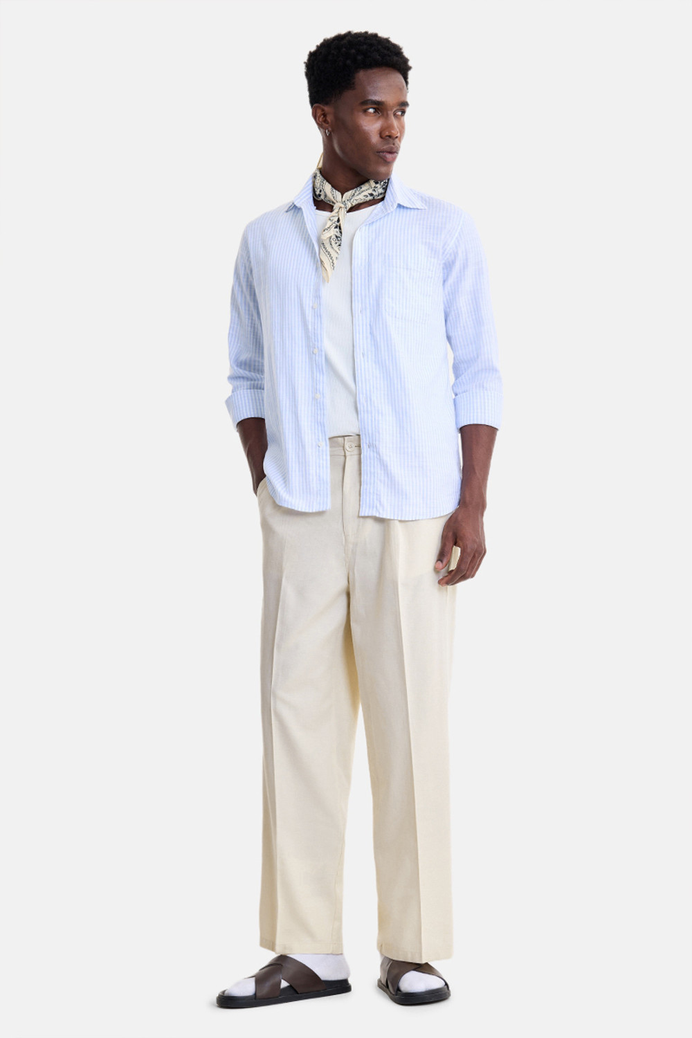 Image of Snitch Relaxed Men Cream Trousers
