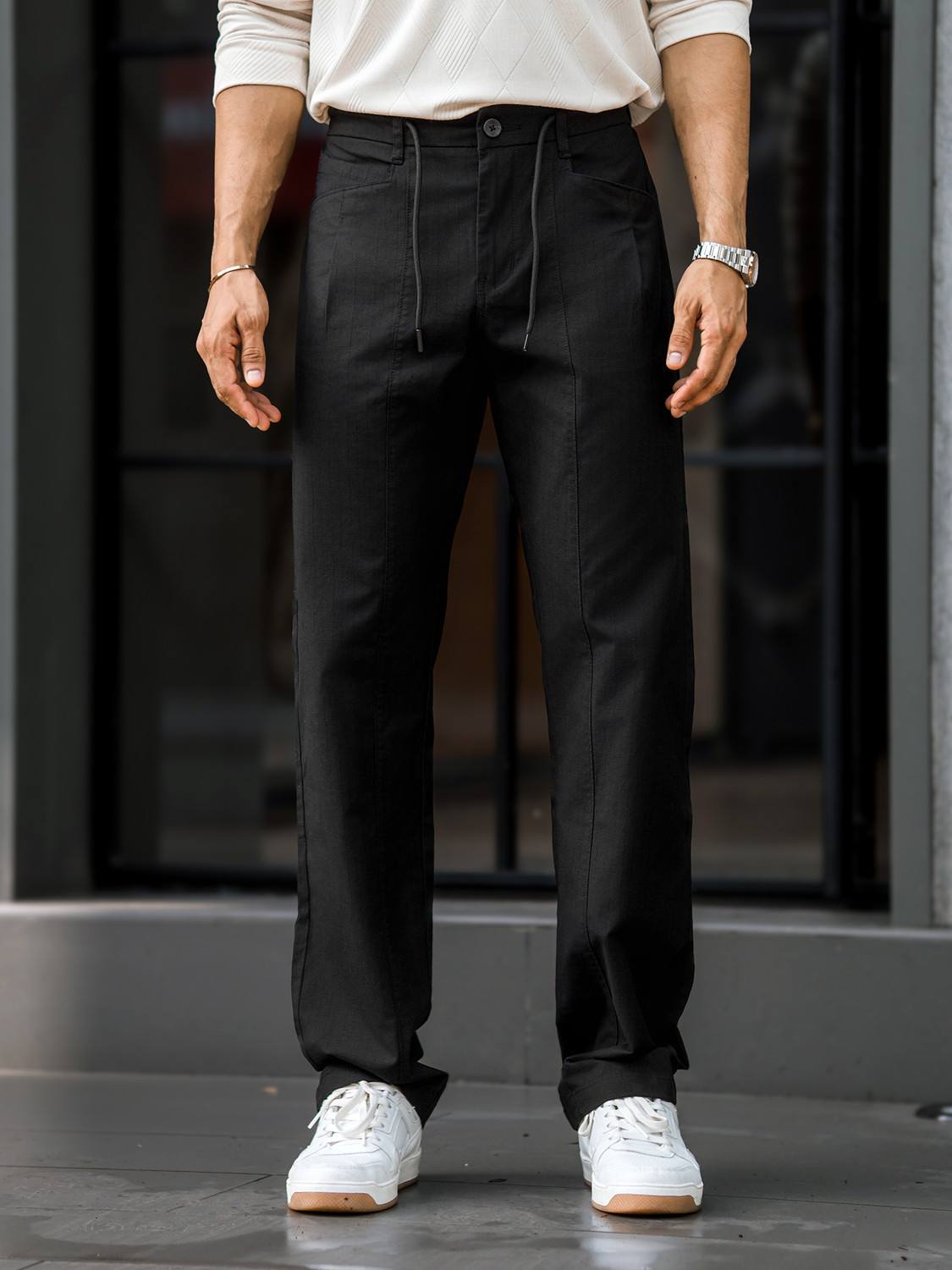 Image of MANIAC Regular Fit Men Black Trousers
