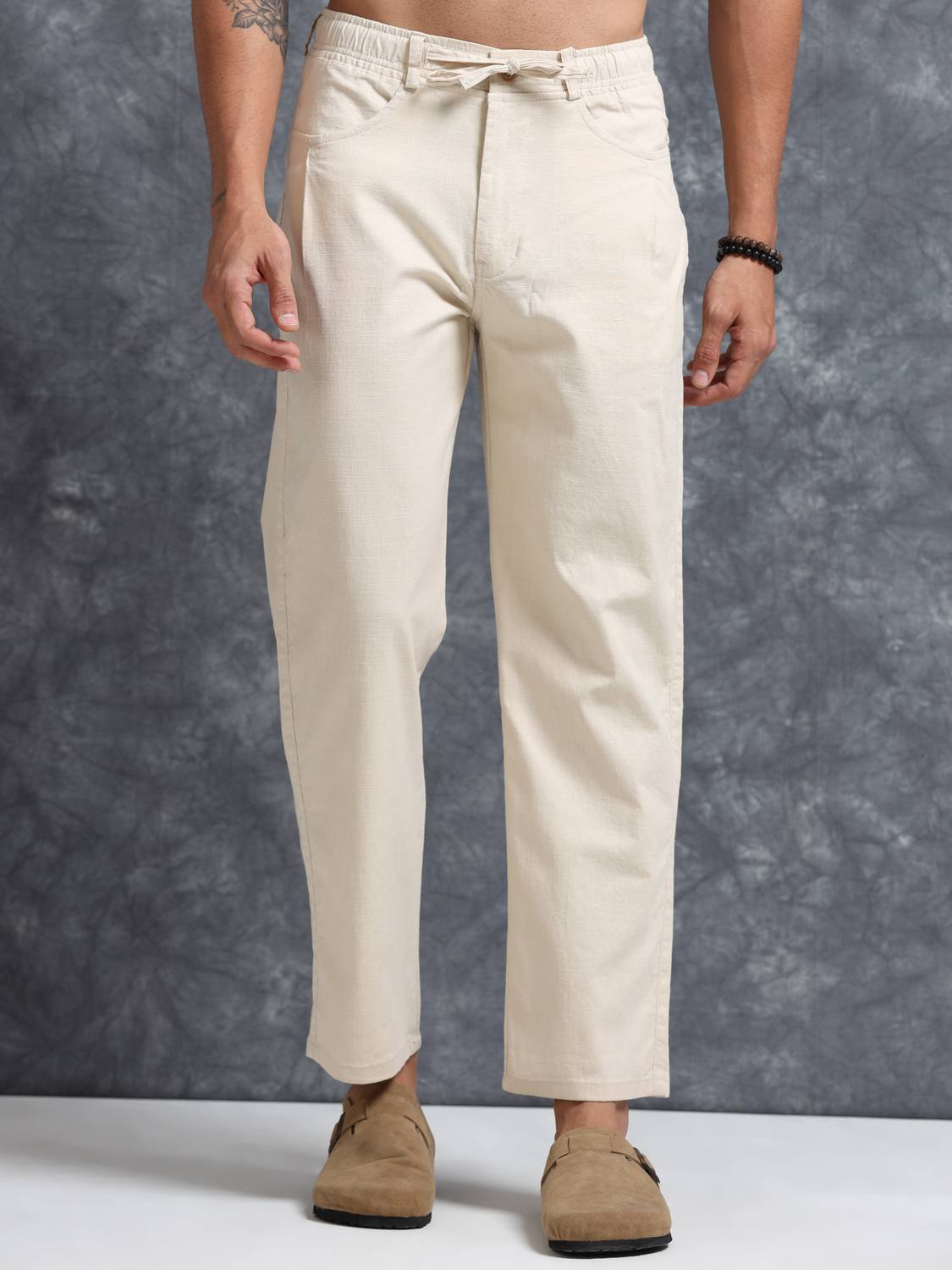 Bellaciao Relaxed Men Cream Trousers