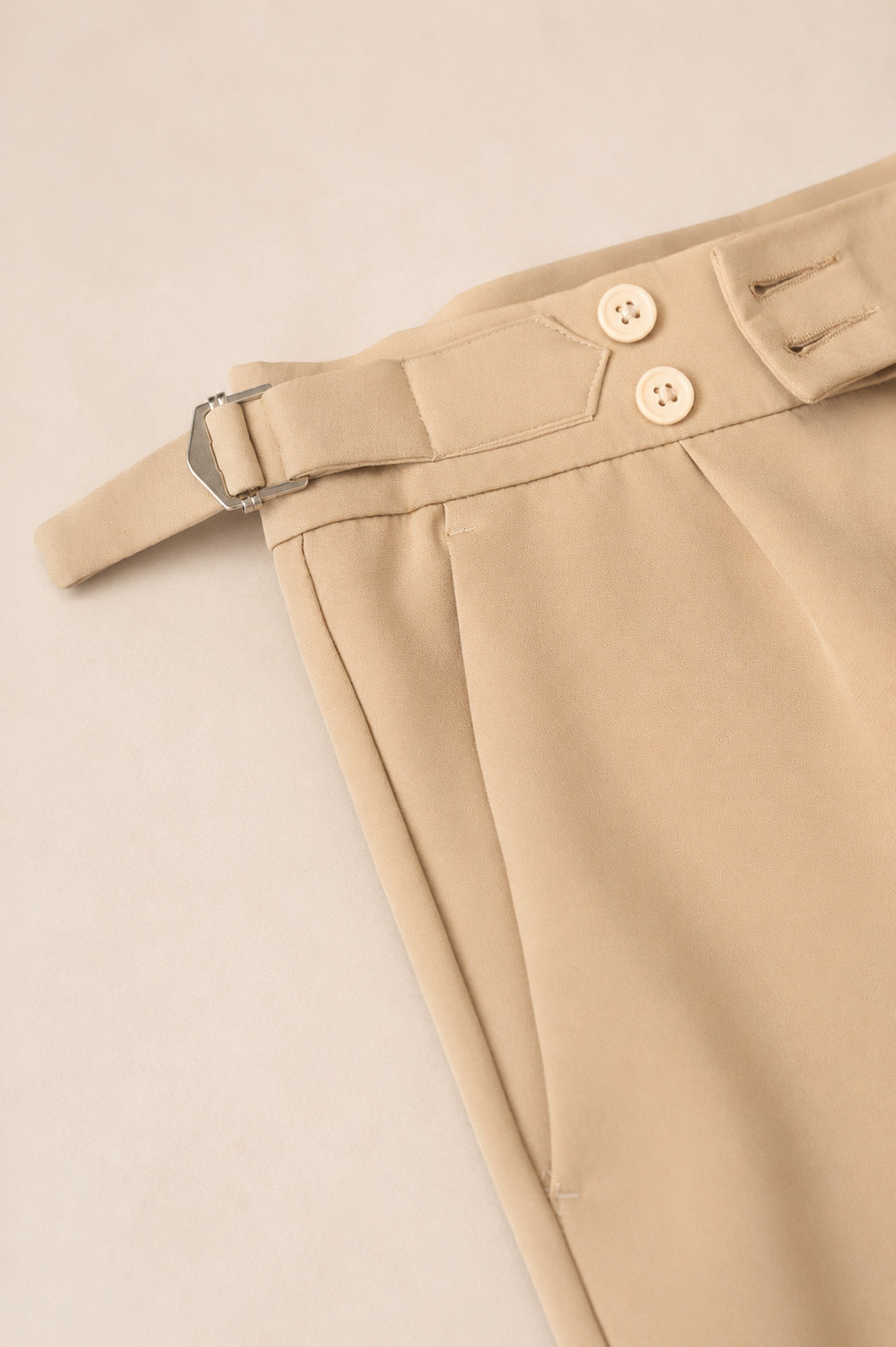 Image of El Cielo Men Relaxed Beige Lycra Blend Trousers