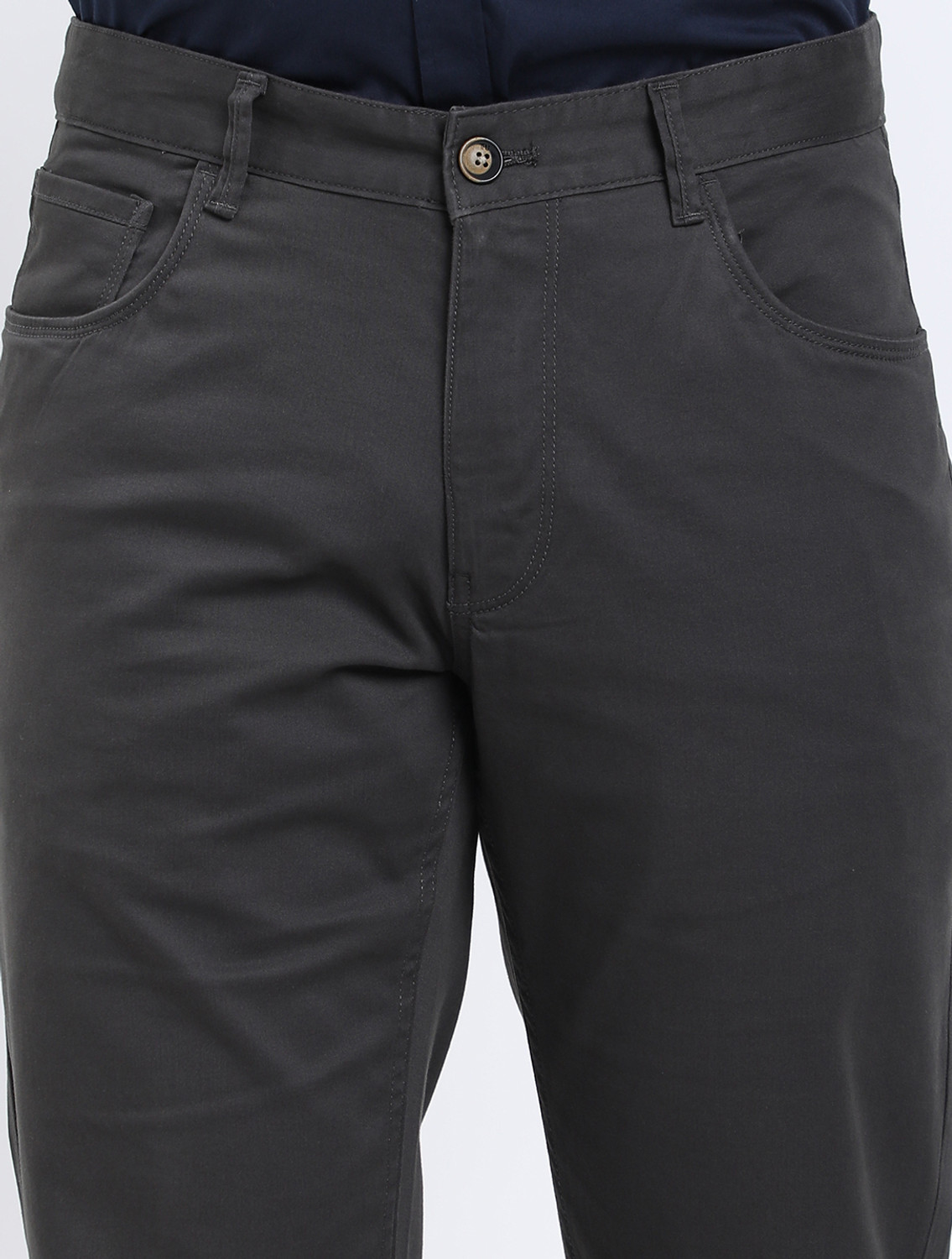 Image of INDIAN TERRAIN Regular Fit Men Grey Trousers