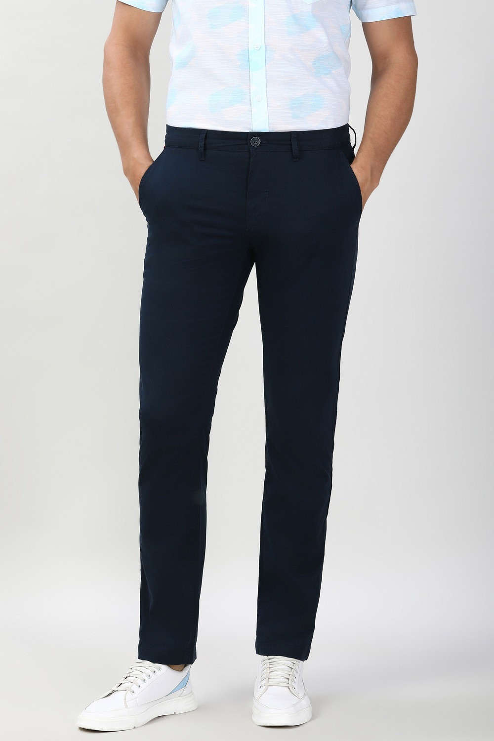 Image of PETER ENGLAND Slim Fit Men Dark Blue Trousers