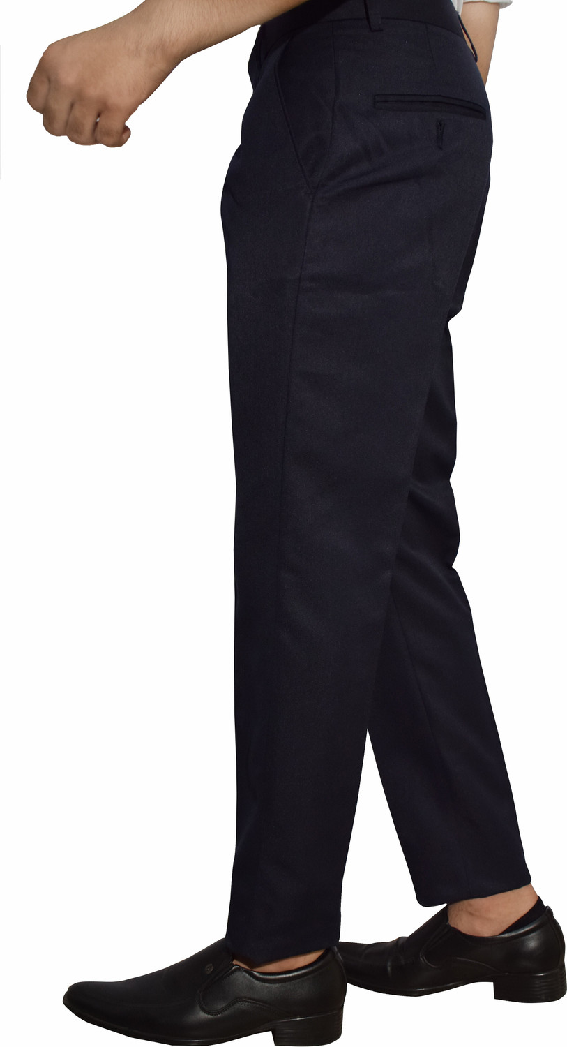 Image of Kundan Regular Fit Men Dark Blue, Beige Trousers