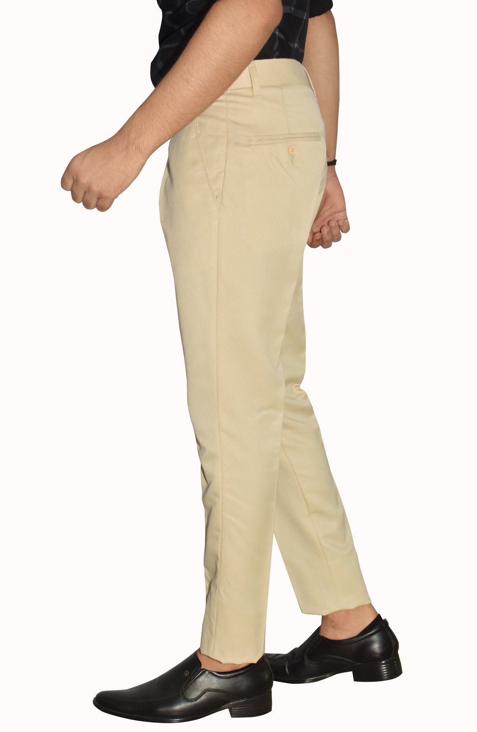 Image of Kundan Regular Fit Men Dark Blue, Beige Trousers