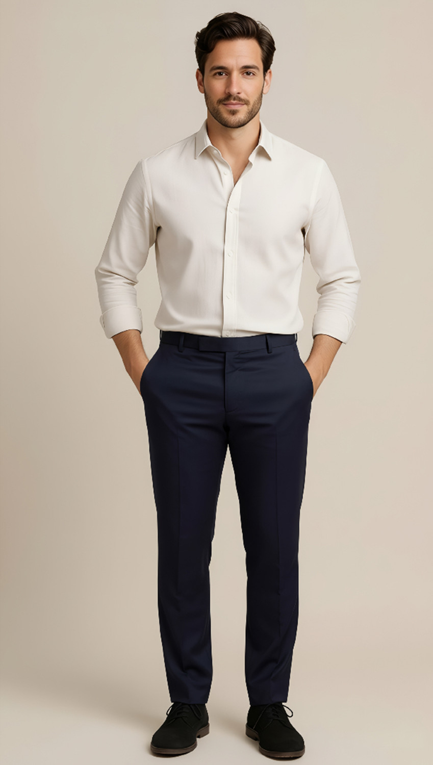 Image of METRONAUT Regular Fit Men Blue Trousers