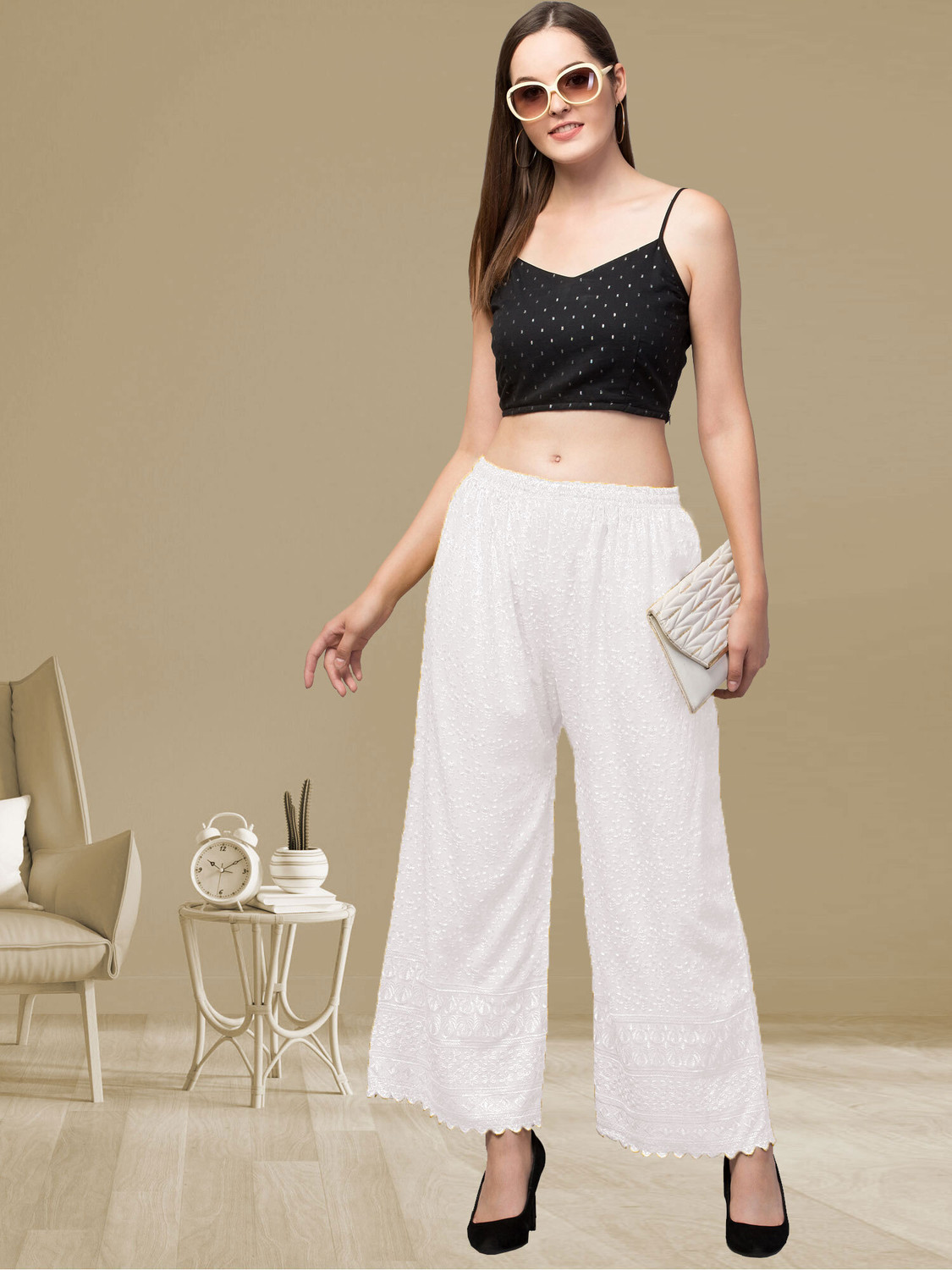 Image of FamBee Relaxed Women White Trousers