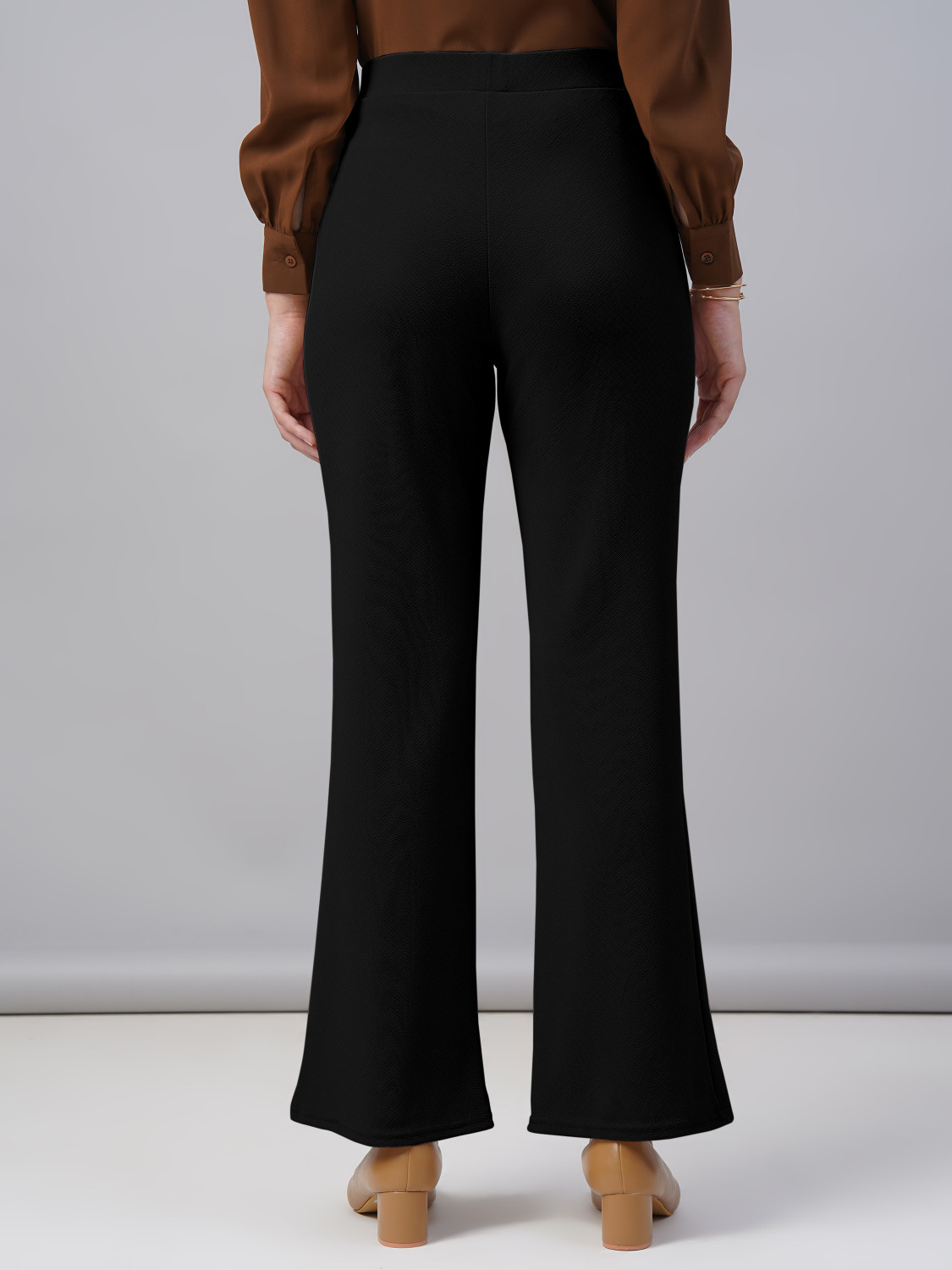 Image of FUBACK Regular Fit Women Black, Beige Trousers