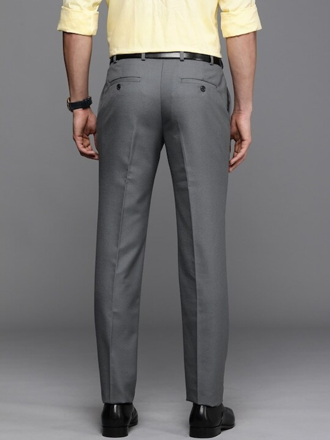 Image of Raymond Slim Fit Men Grey Trousers