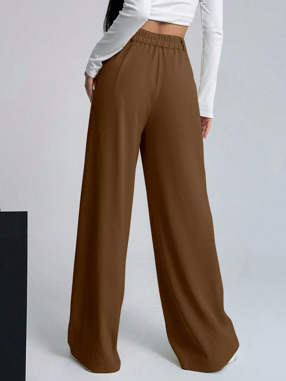 Image of Aahwan Straight Fit Women Brown Trousers