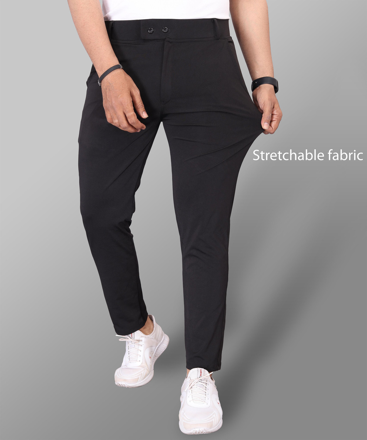Image of COMBRAIDED Men Black Trousers