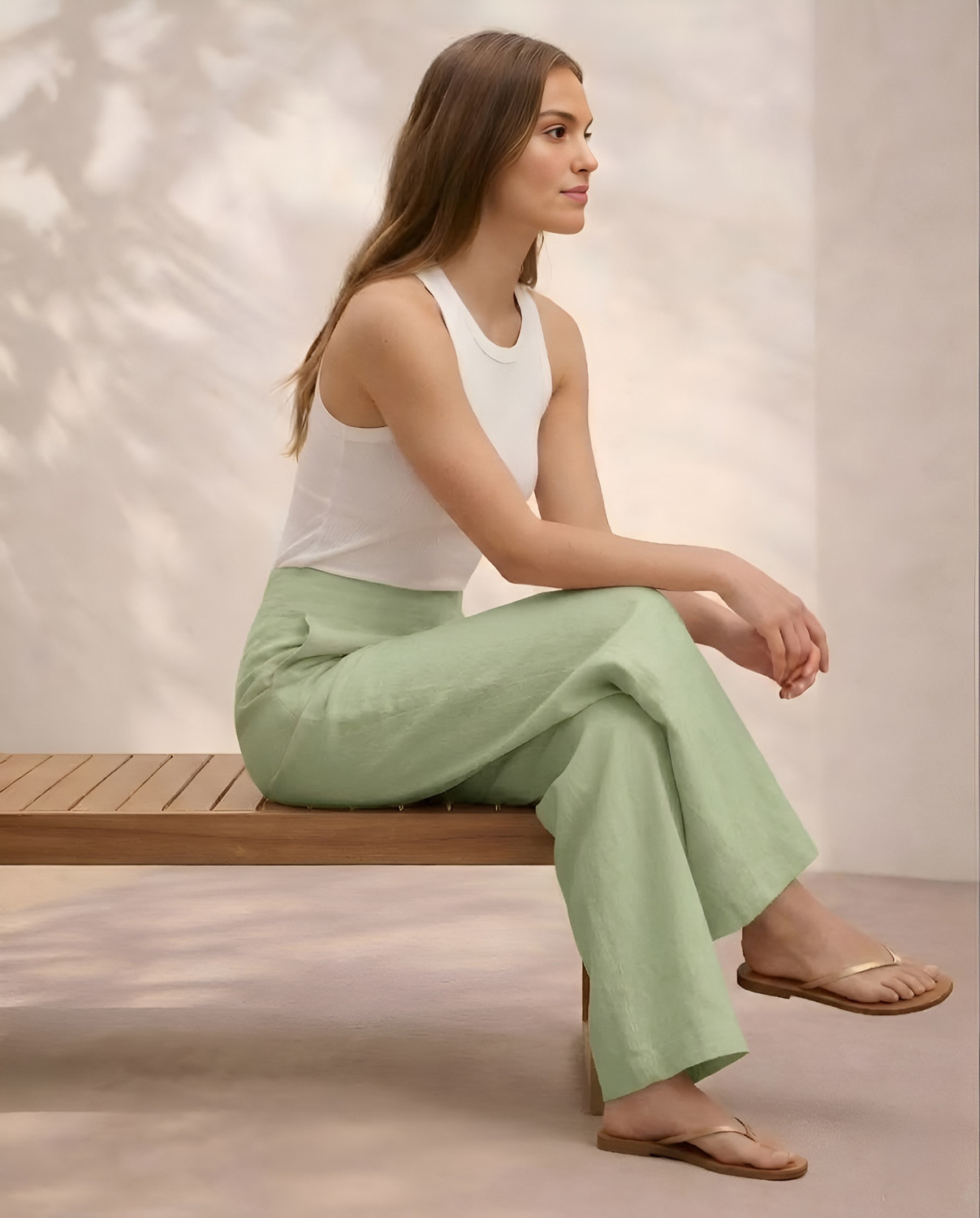 Image of Anmi Comfort Fit Women Green Trousers