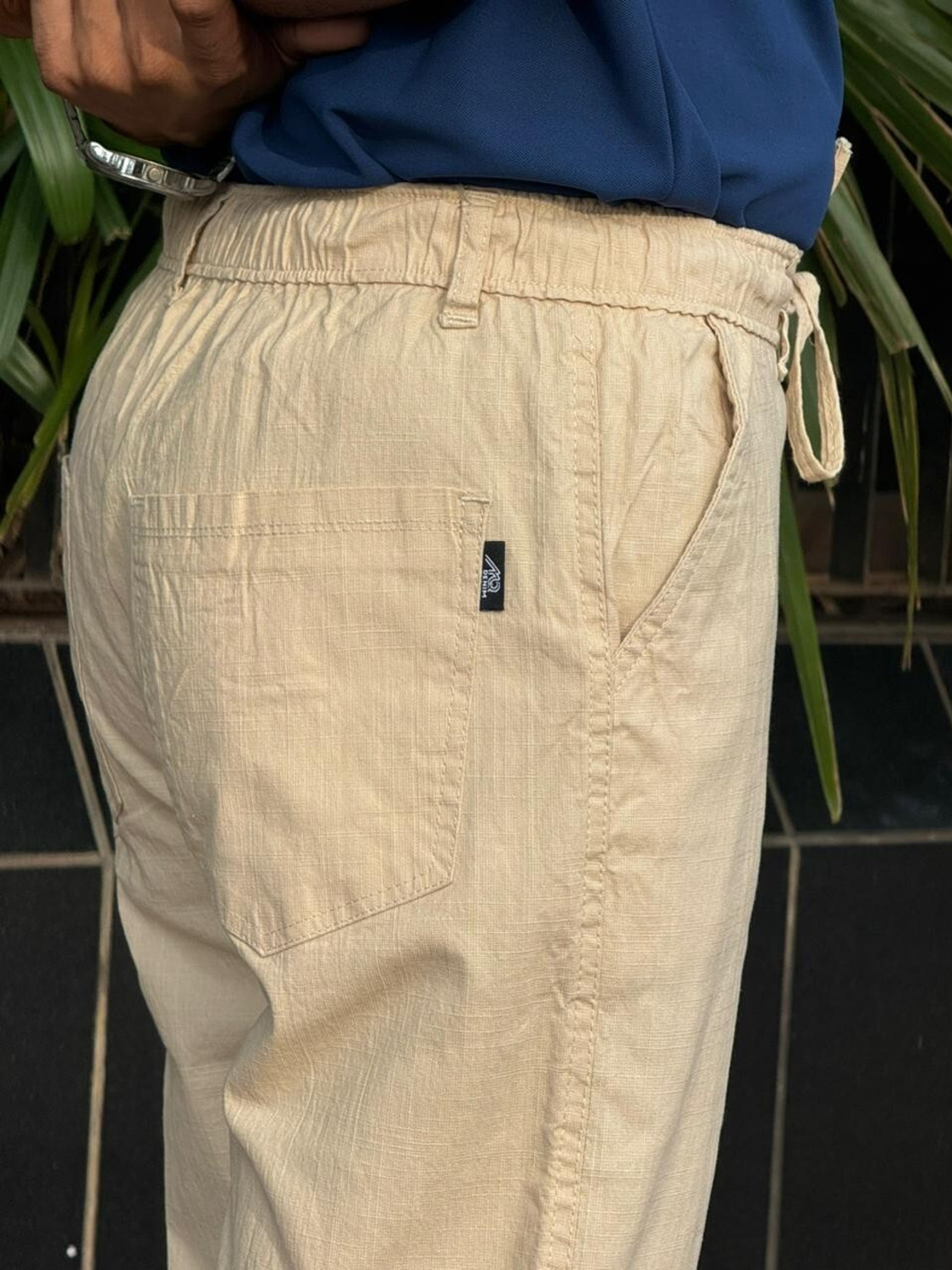 Image of M Q Denim Straight Fit Men Beige Trousers
