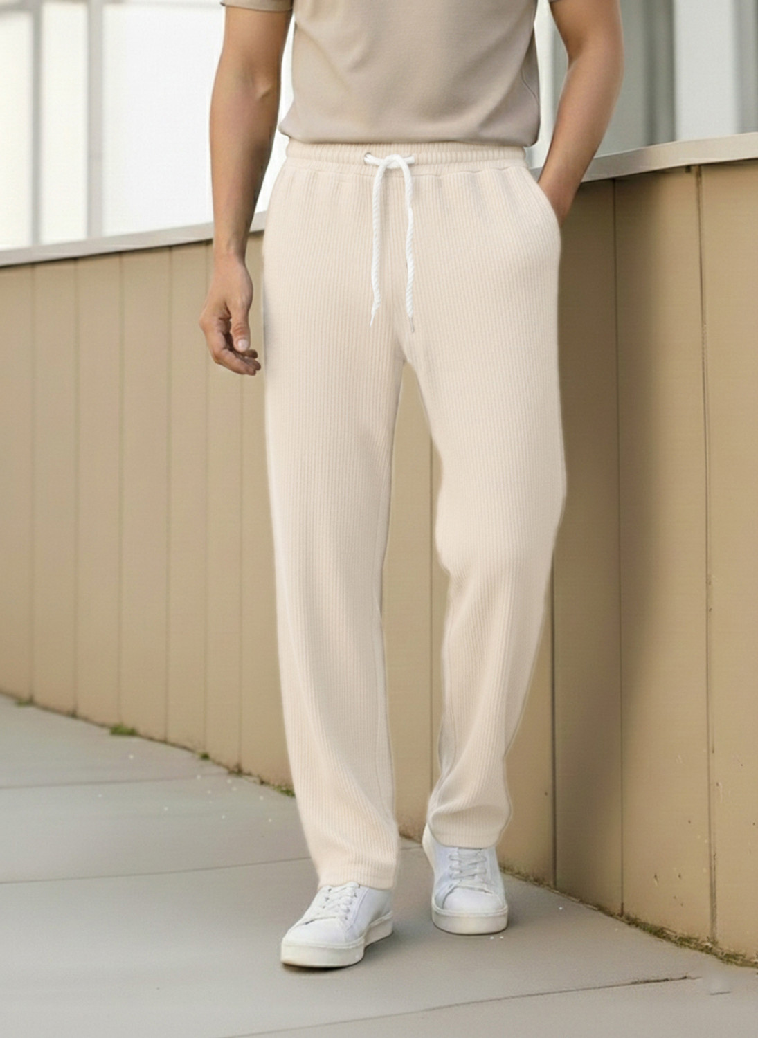 Image of METRONAUT Regular Fit Men White Trousers