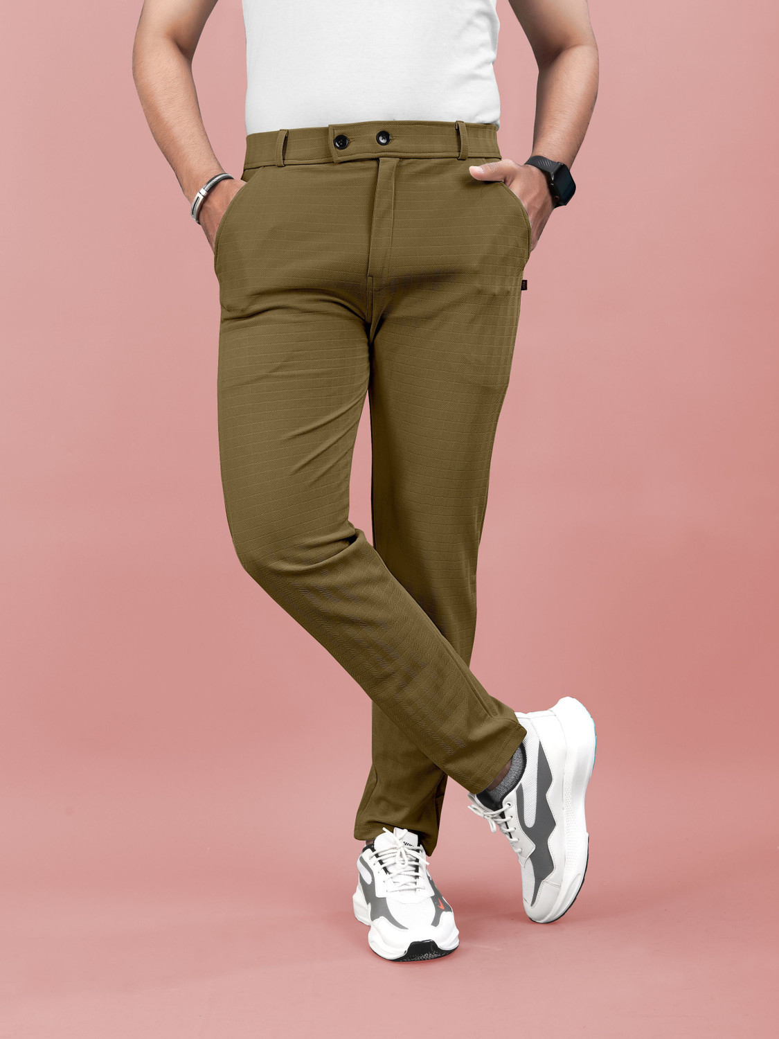 Image of Flicfol Regular Fit Men Brown Trousers