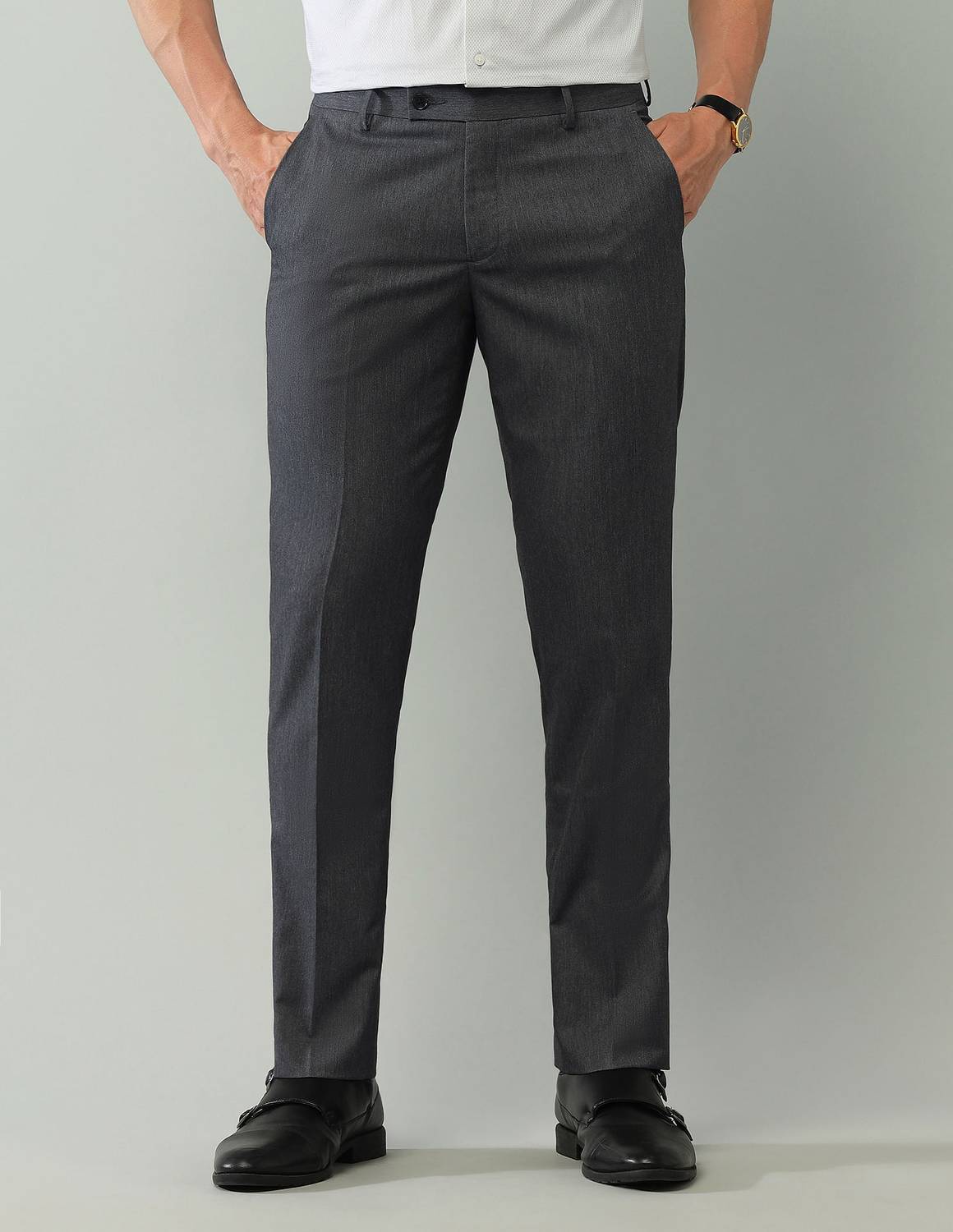 ARROW Regular Fit Men Grey Trousers