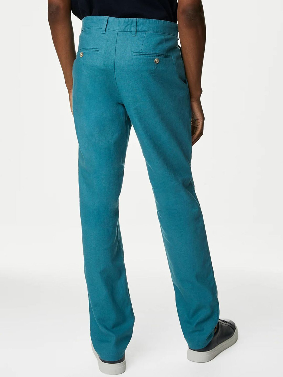 Image of MARKS & SPENCER Regular Fit Men Blue Trousers