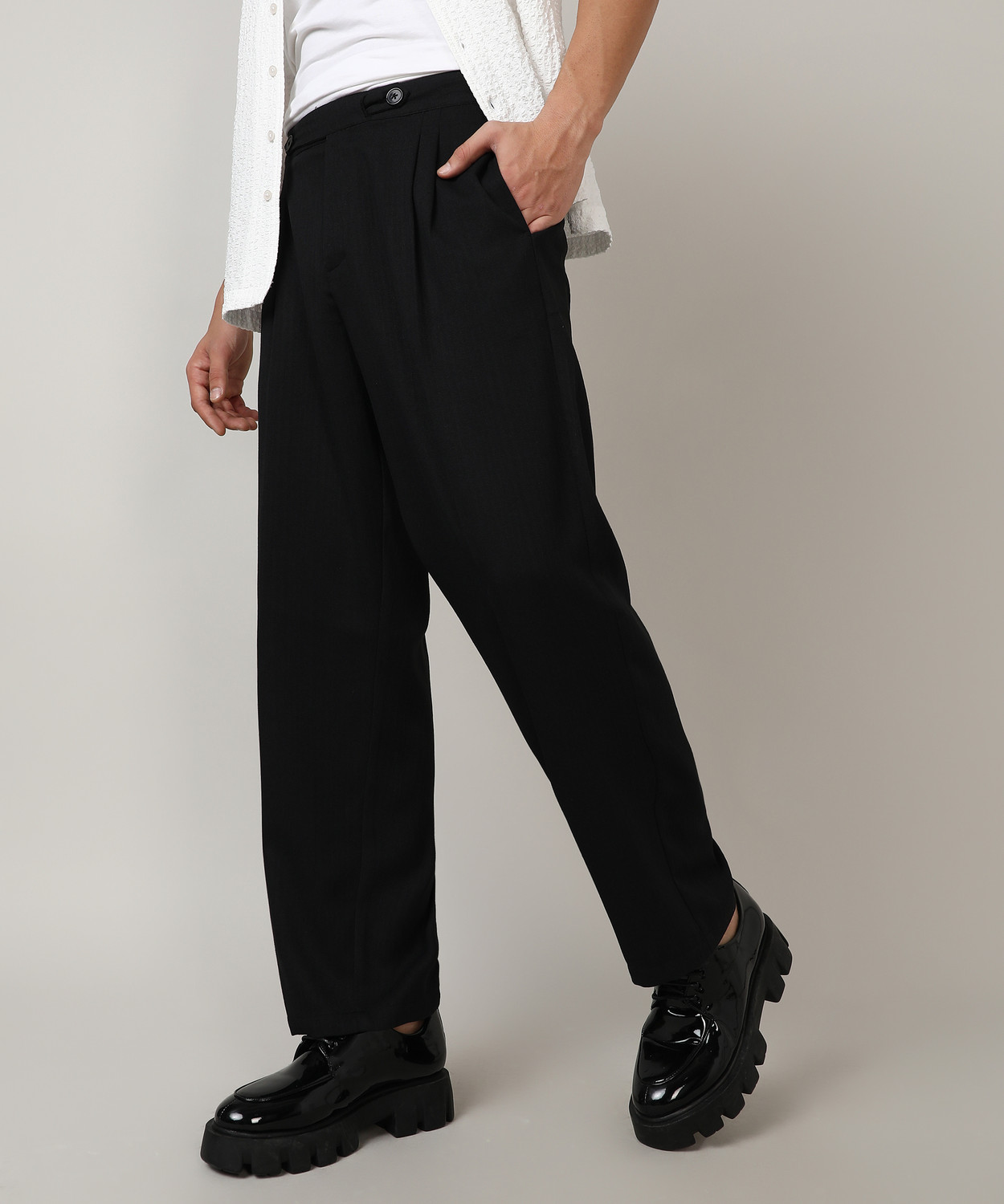 Image of CAMPUS SUTRA Regular Fit Men Black Trousers