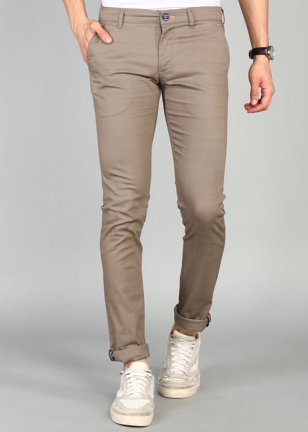 Image of PETER ENGLAND Skinny Fit Men Brown Trousers