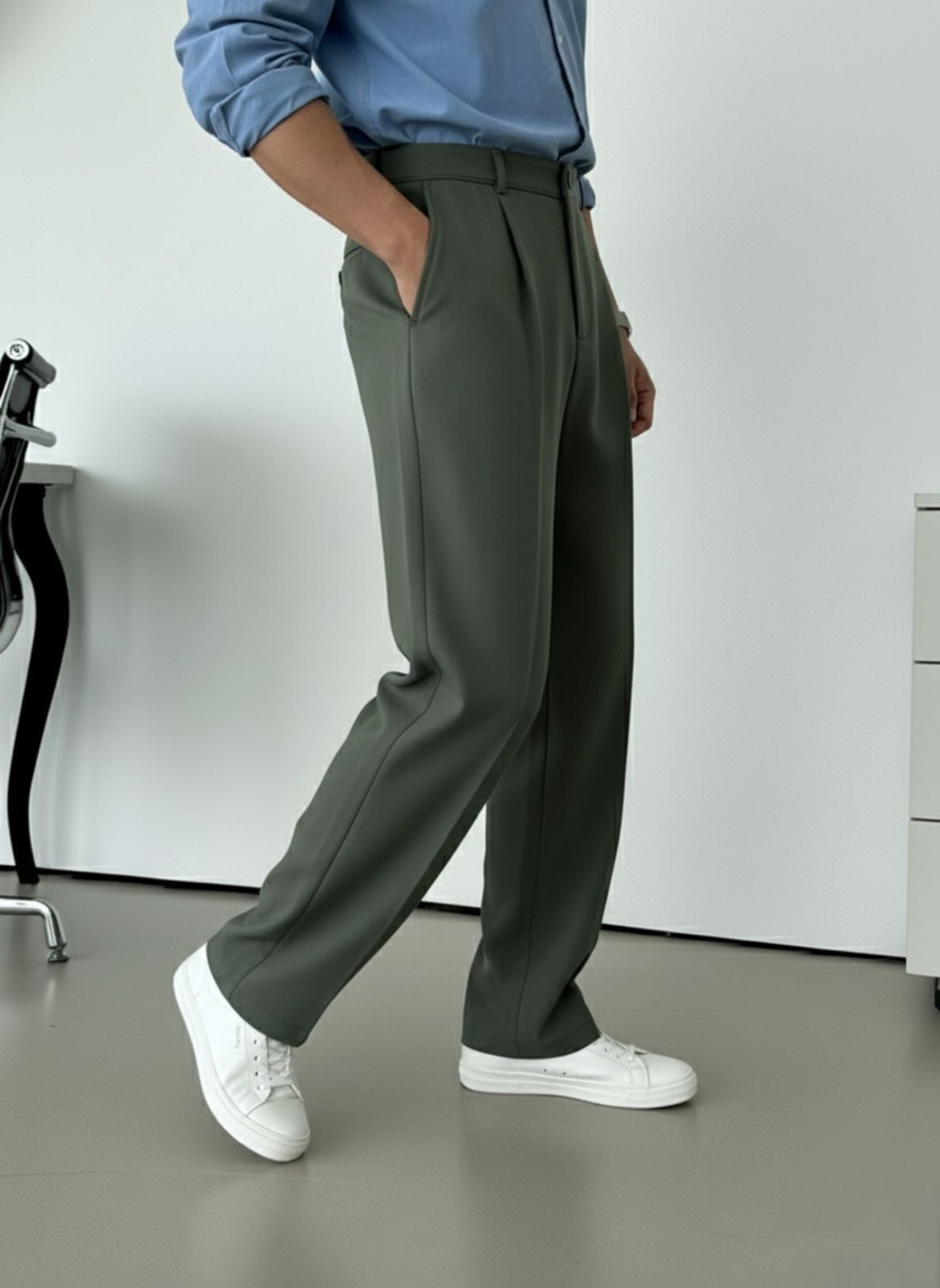 Image of INDICLUB Relaxed Men Dark Green Trousers