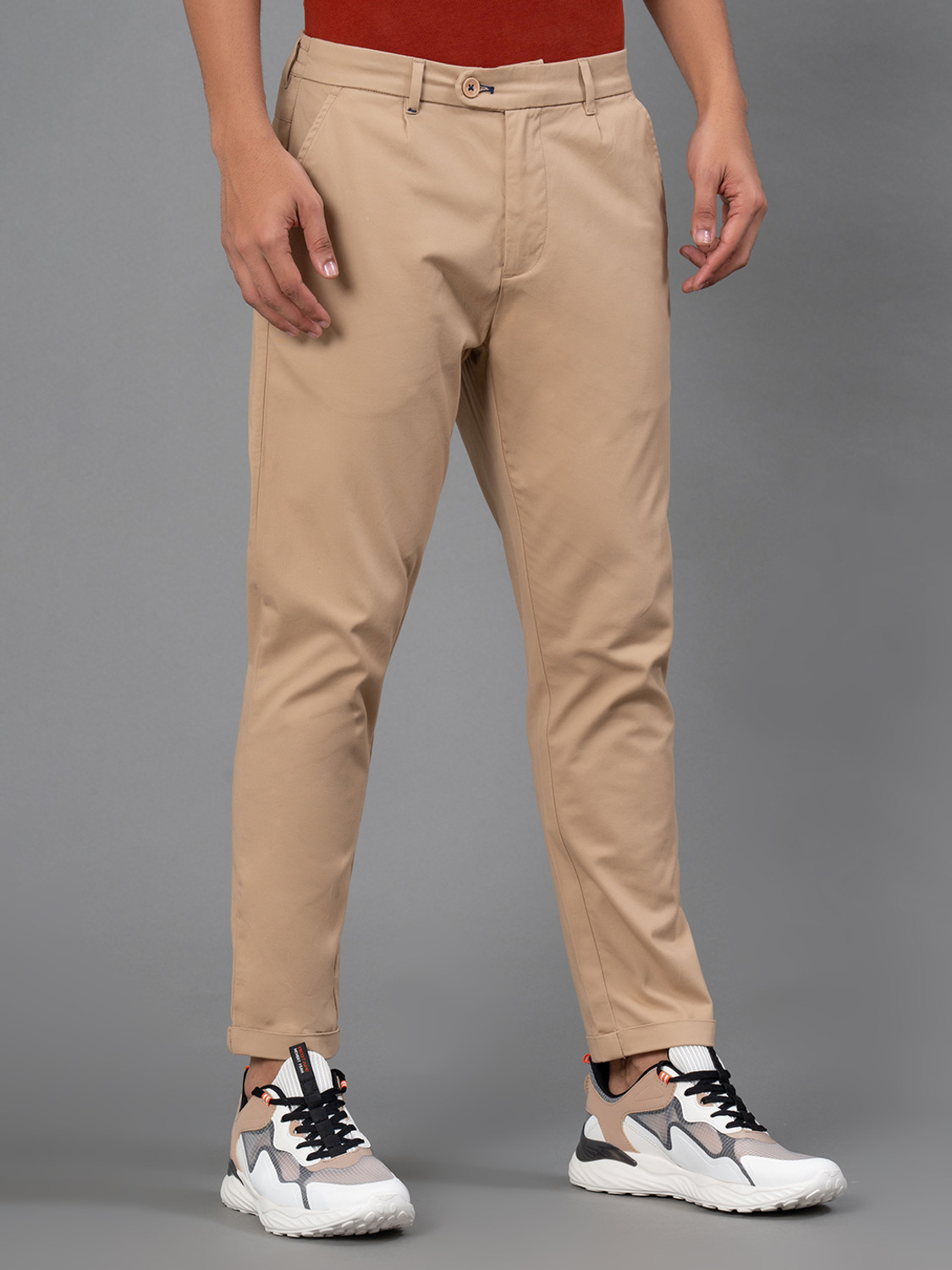 Image of RED TAPE Relaxed Men Khaki Trousers