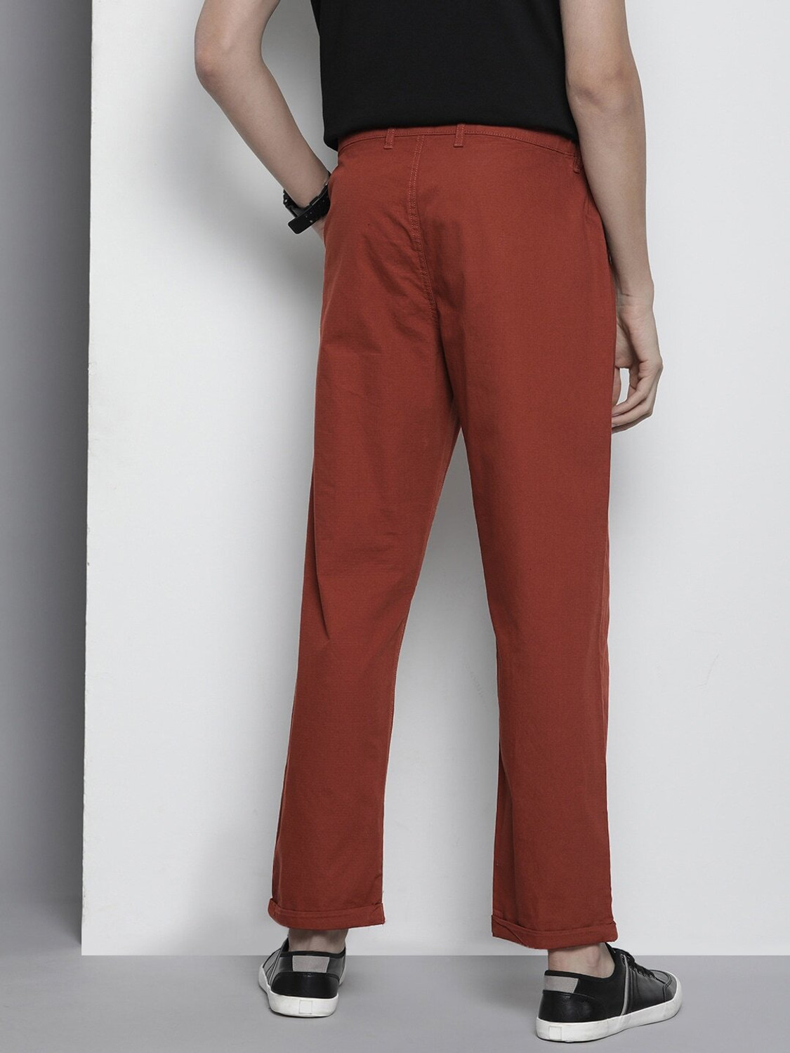 Image of The Indian Garage Co. Regular Fit Men Orange Trousers