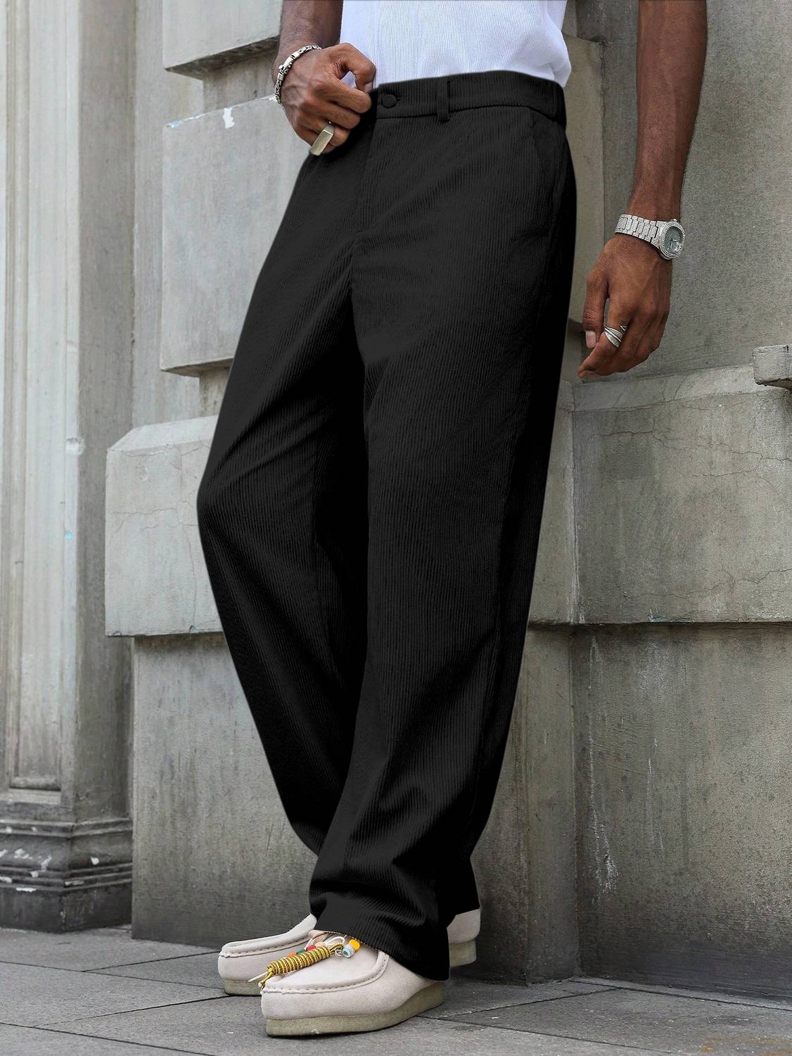 Rajovati Black Regular Fit Men Trousers - Image 1